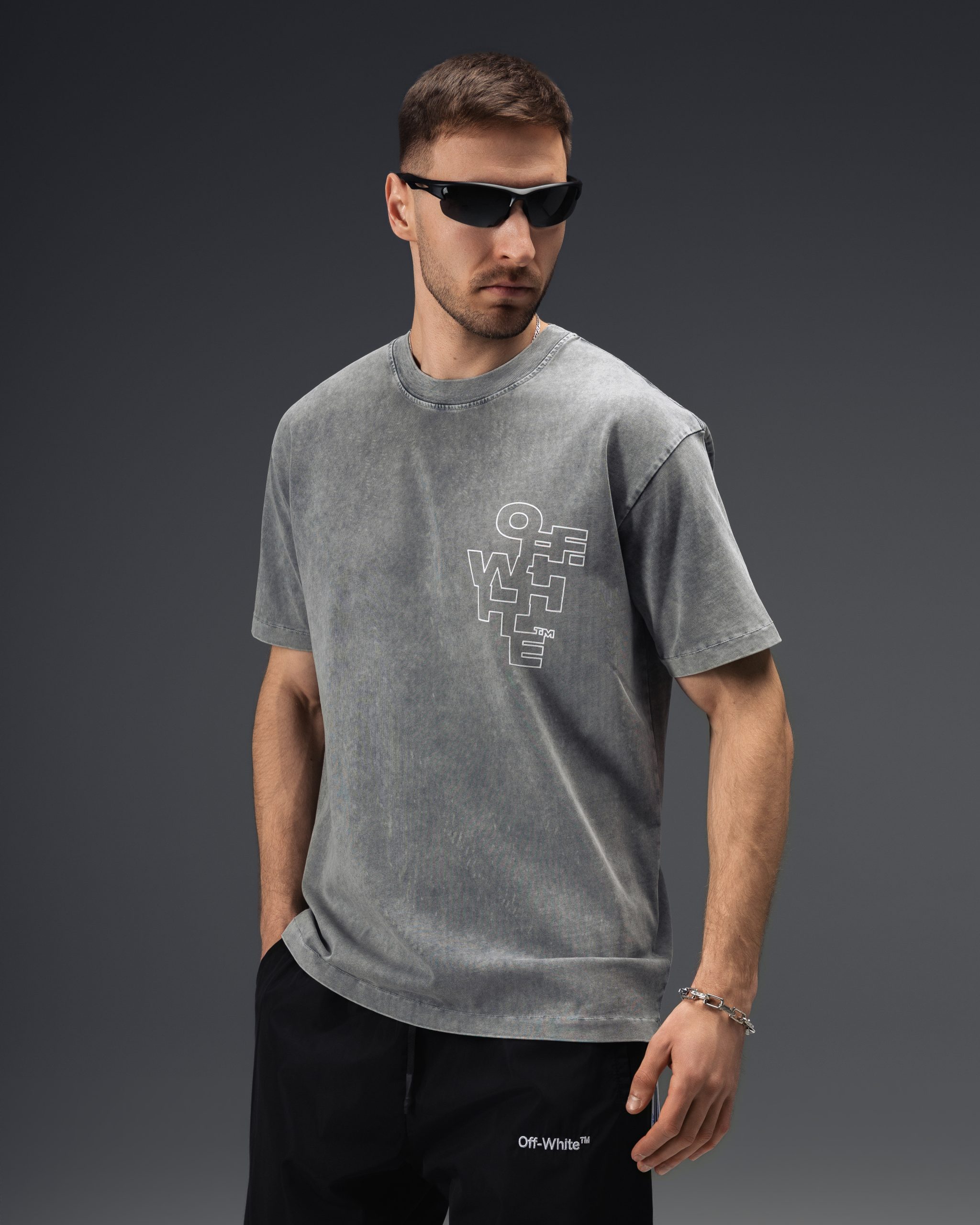 Off-White Graphite Washed Outline T-Shirt