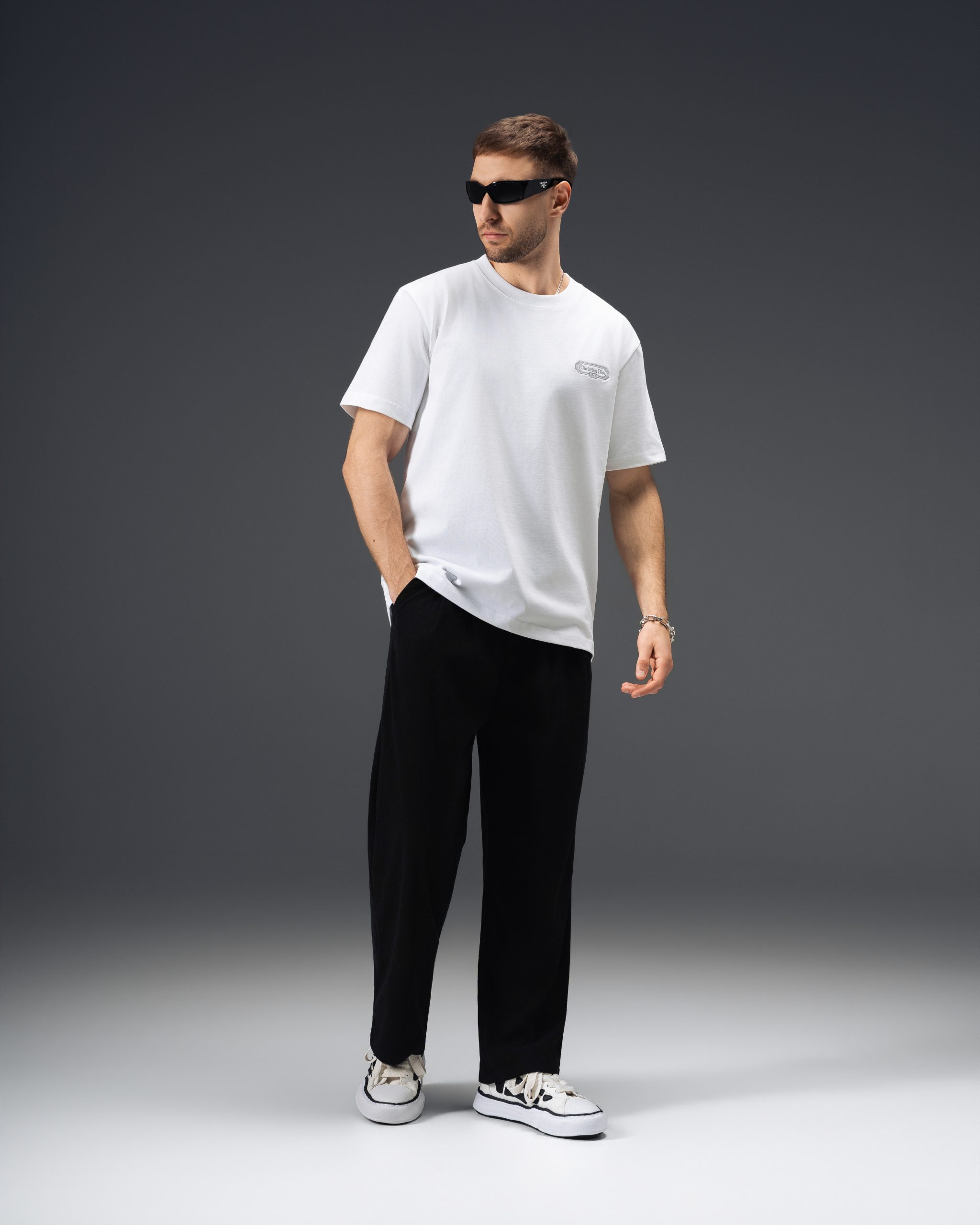 Dior 1947 Signature Embroidery White T-Shirt