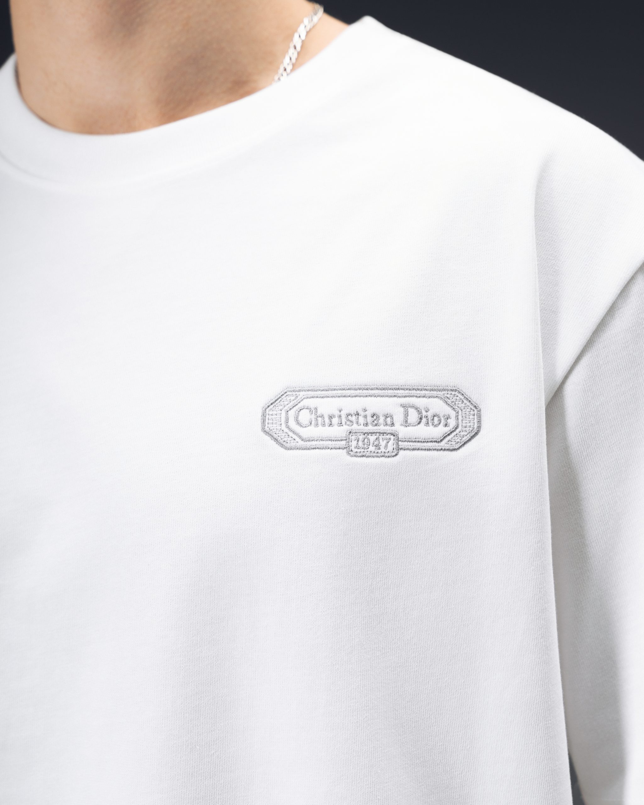 Dior 1947 Signature Embroidery White T-Shirt