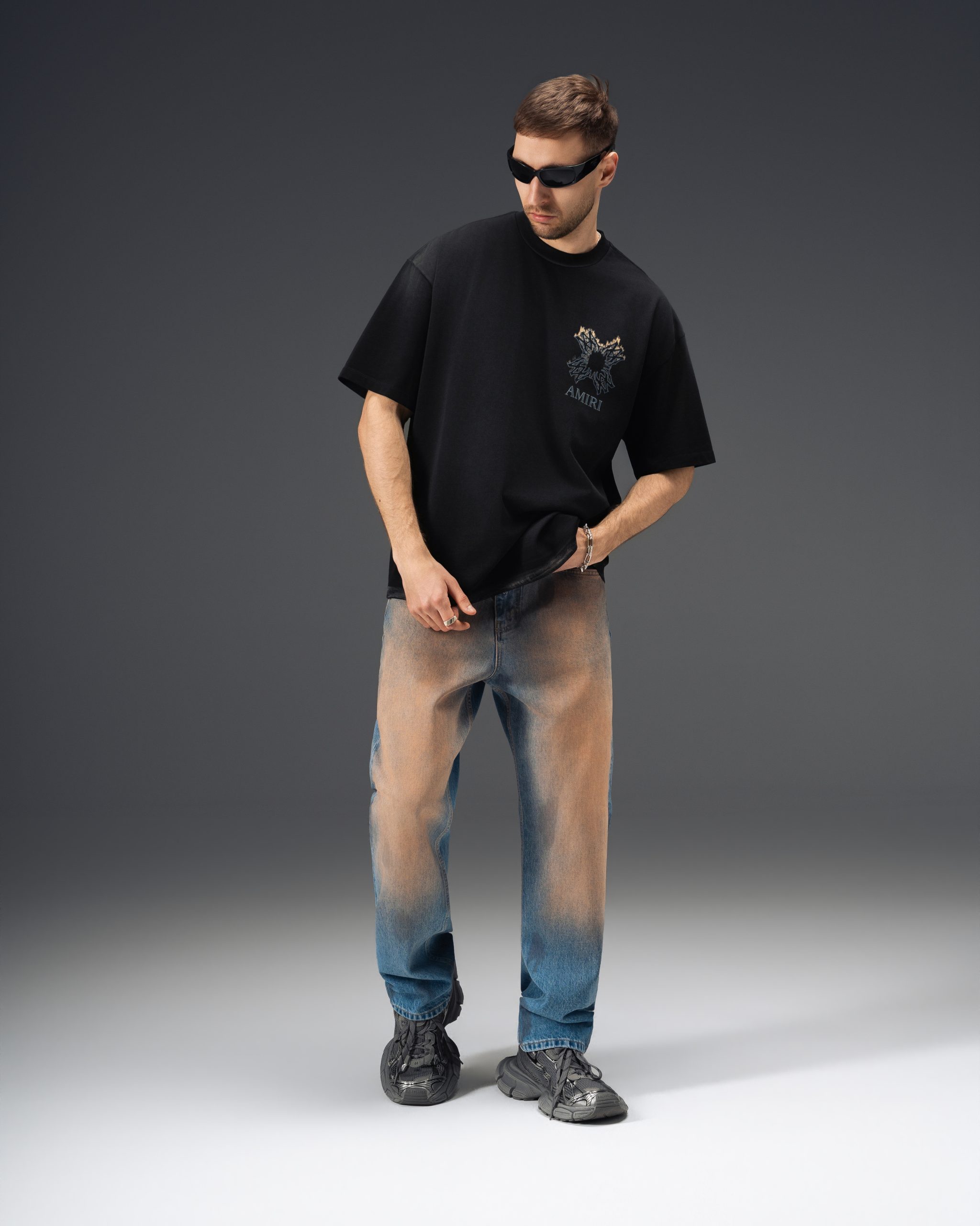 Amiri Flame Cross Shadow Oversize T-Shirt