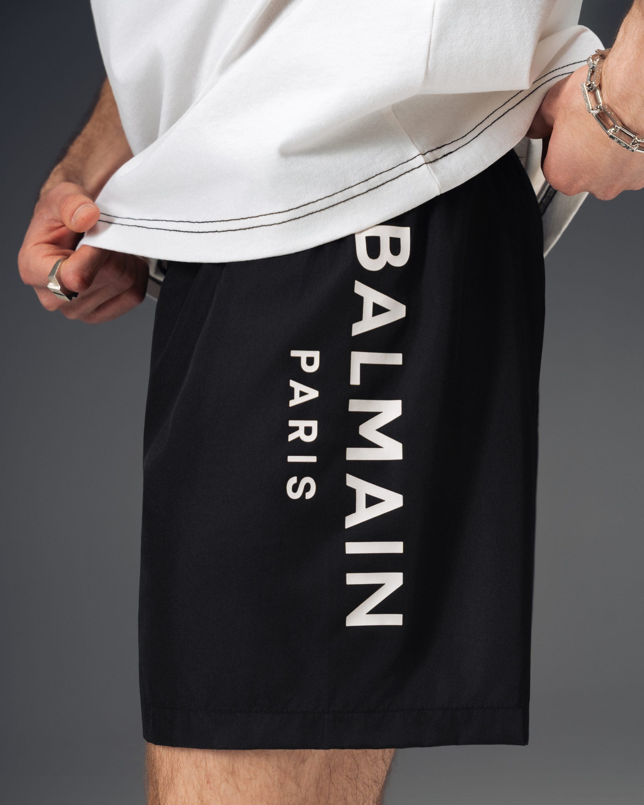 Balmain Paris Classic Logo Beach Shorts