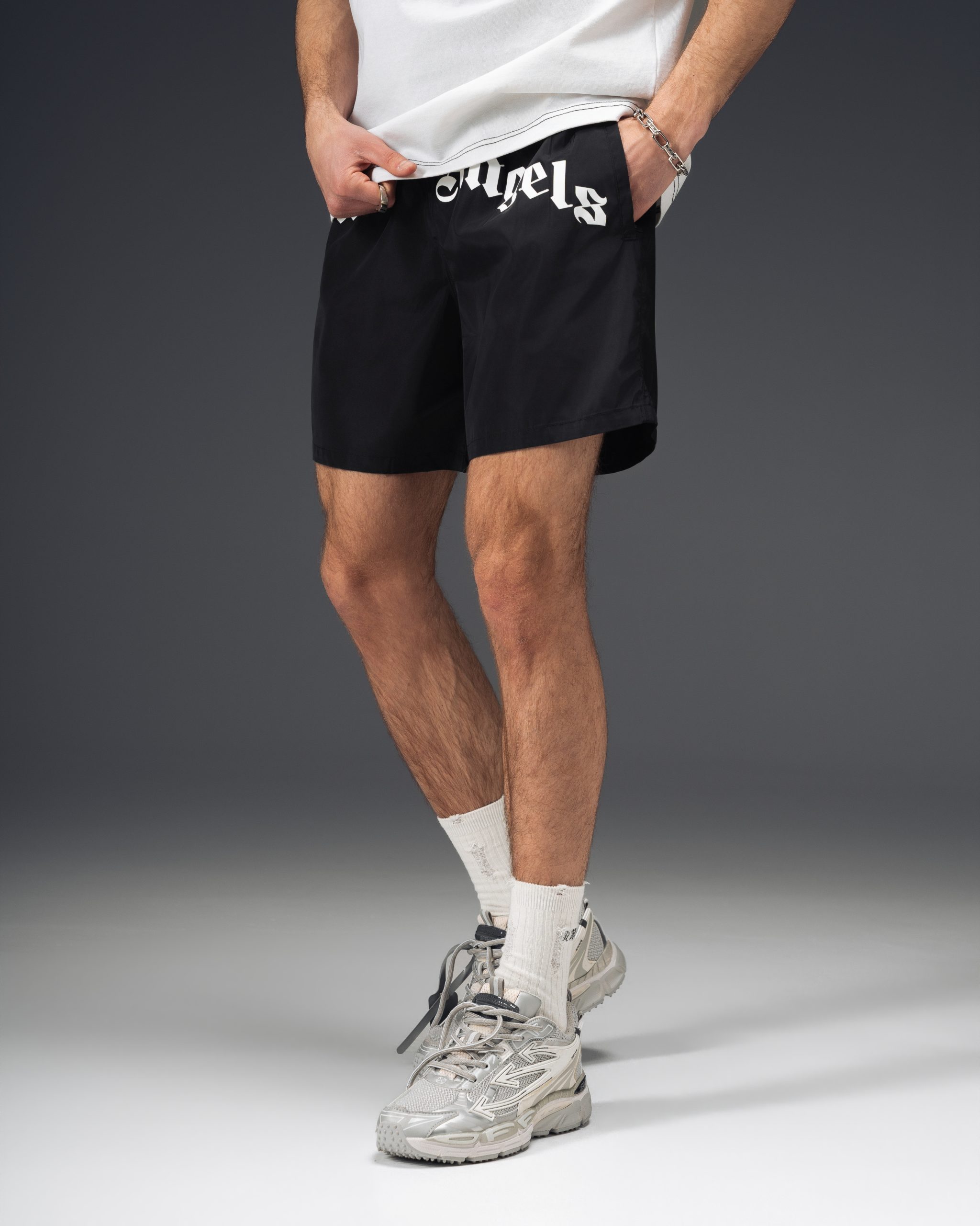 Palm Angels Icon Front Print Shorts Black