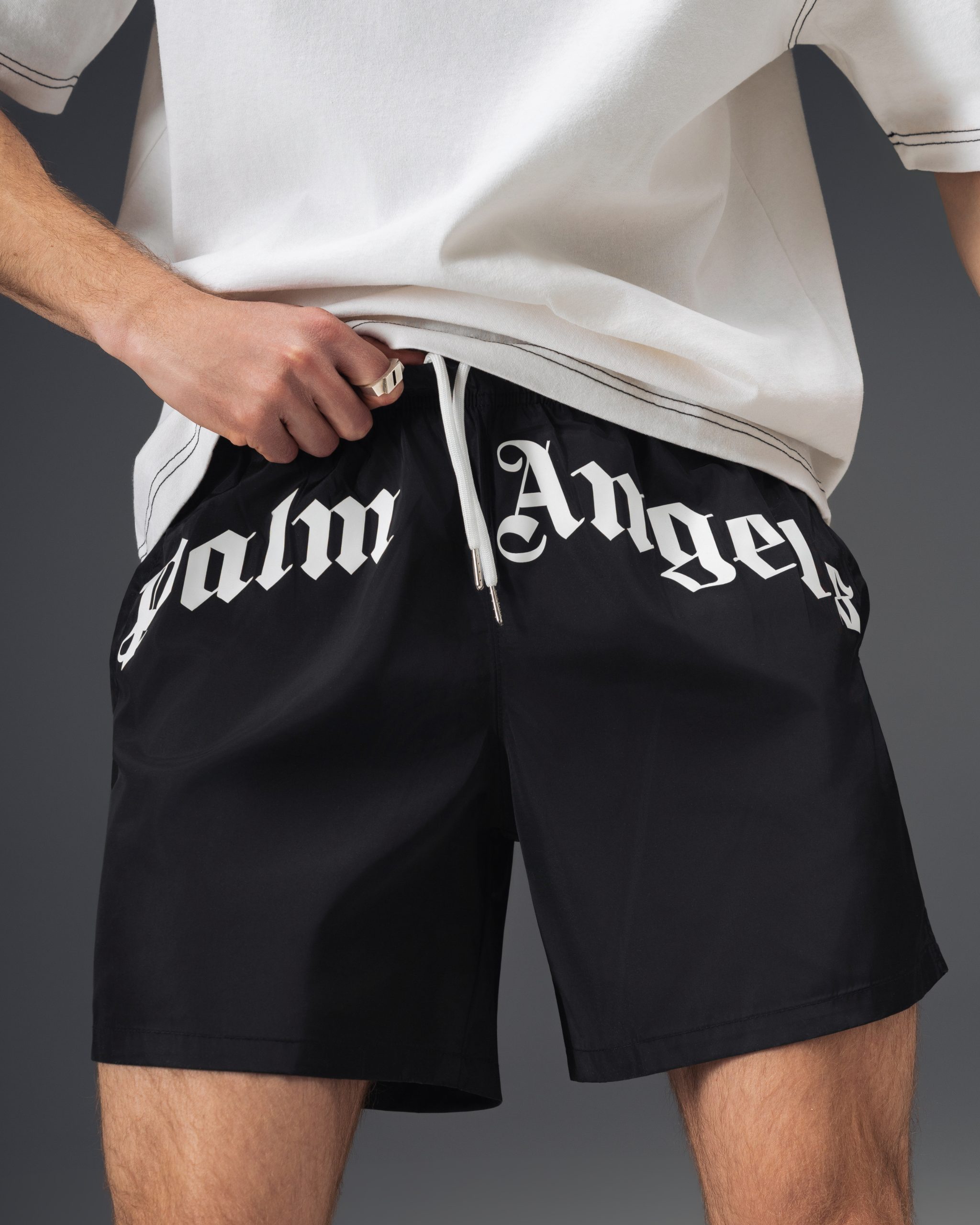 Palm Angels Icon Front Print Shorts Black