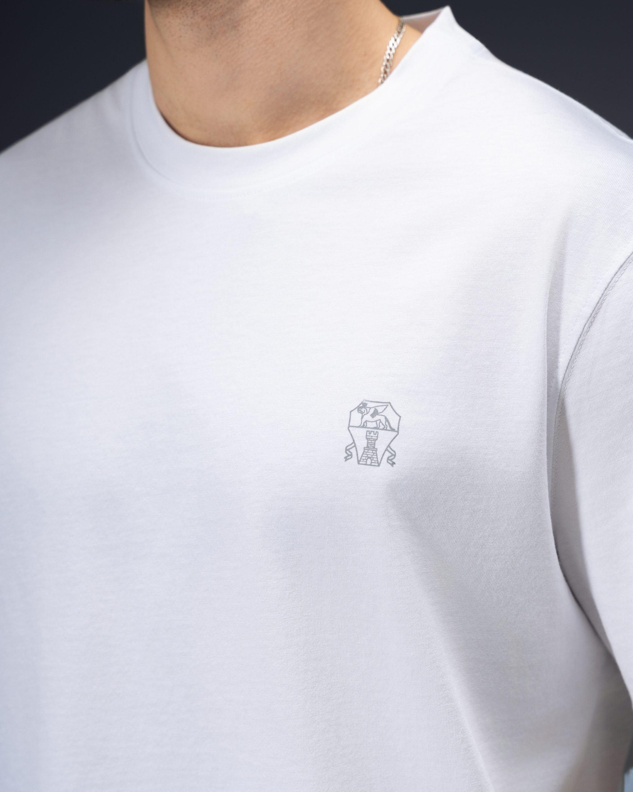 Brunello Cucinelli Minimal Crest White T-Shirt