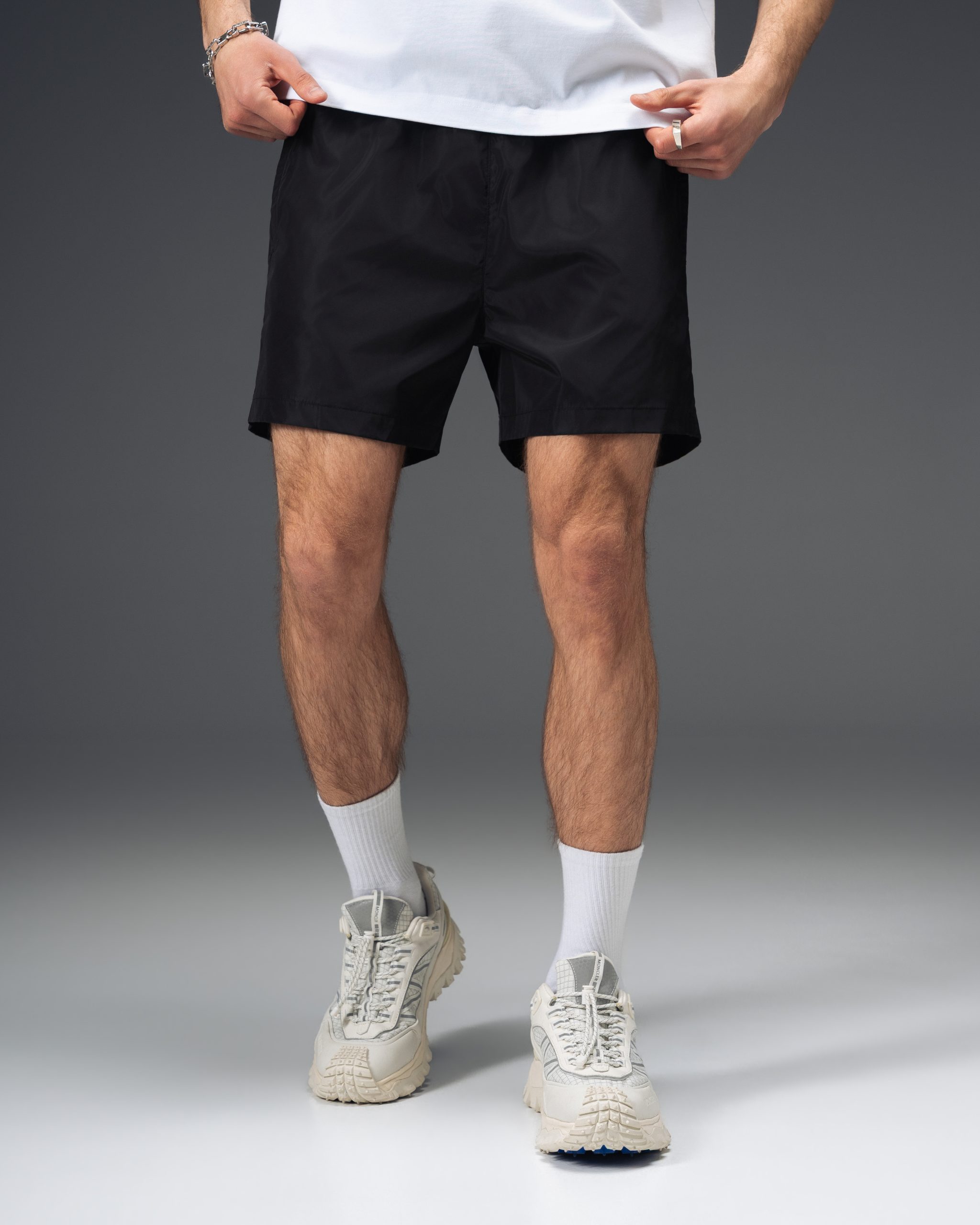Prada Black Triangle Nylon Swim Shorts
