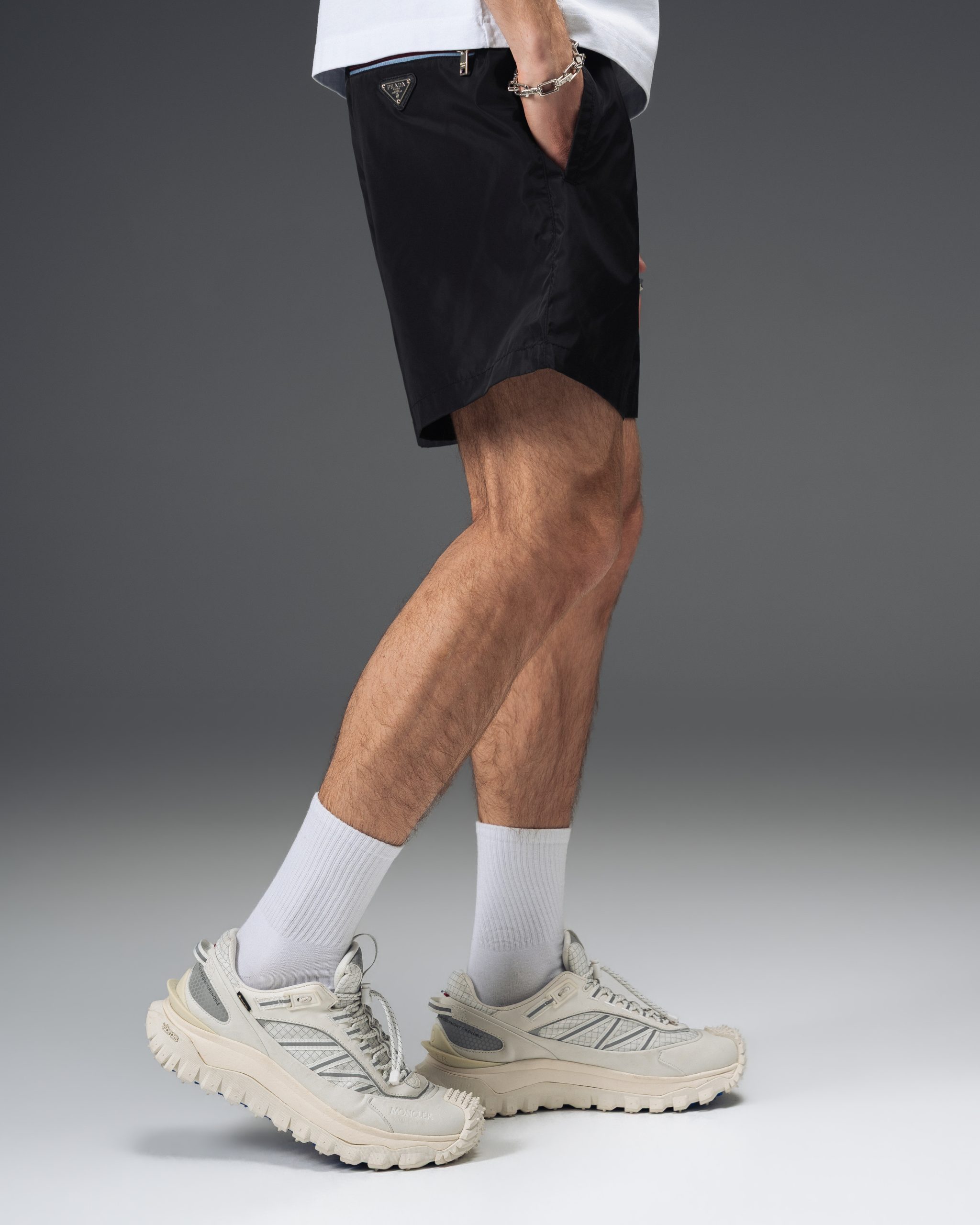 Prada Black Triangle Nylon Swim Shorts