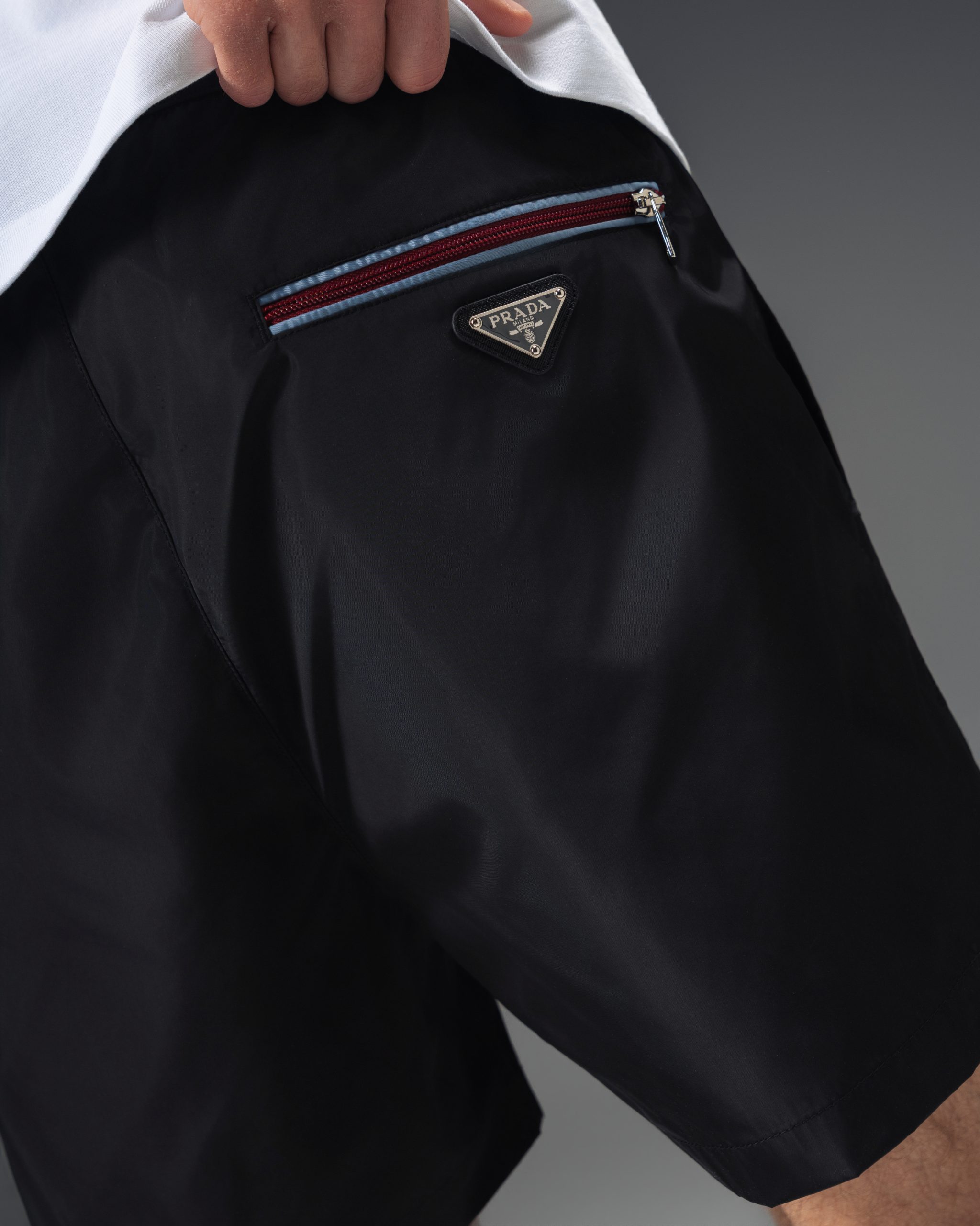 Prada Black Triangle Nylon Swim Shorts