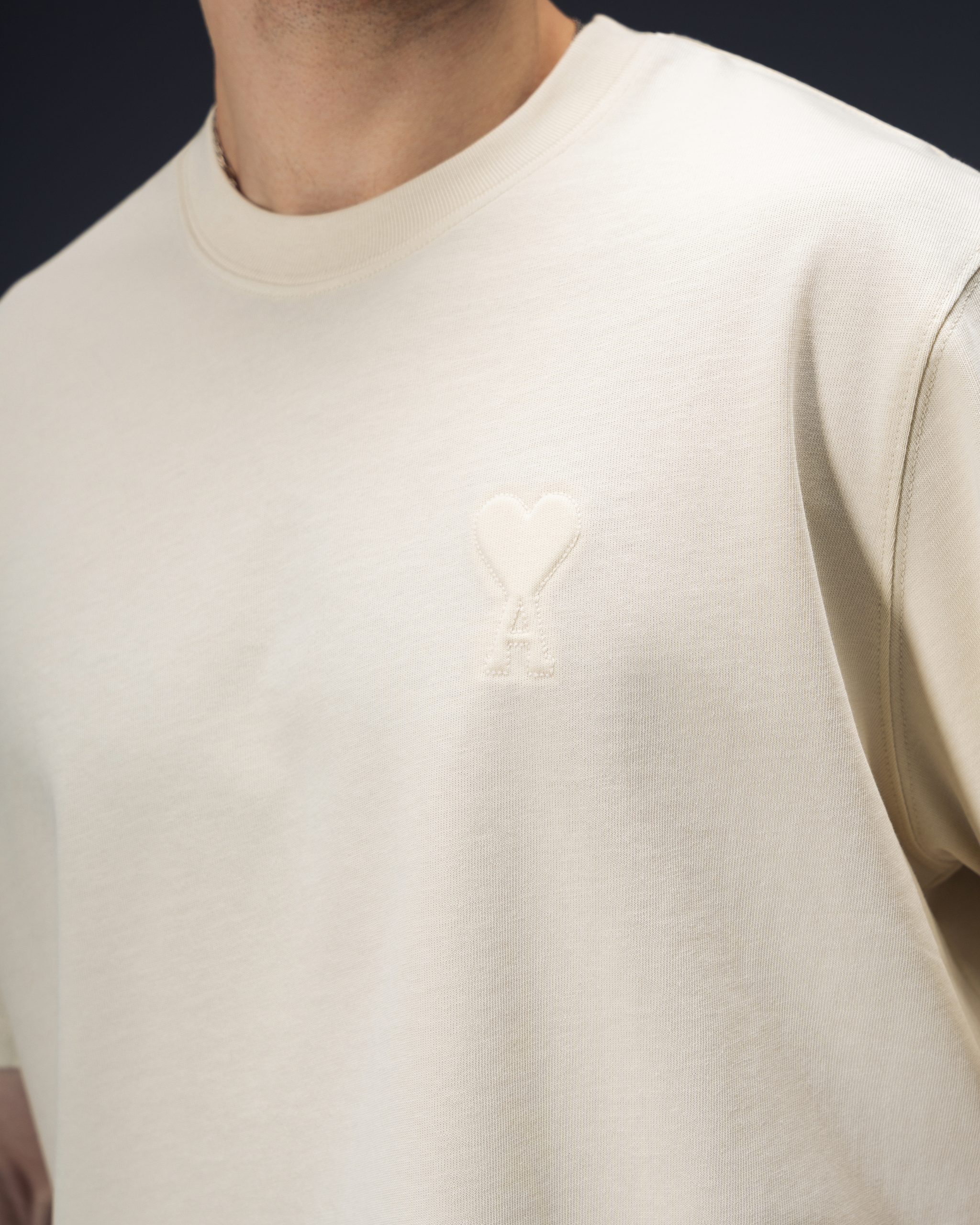 AMI Paris Cream Oversize Signature T-Shirt