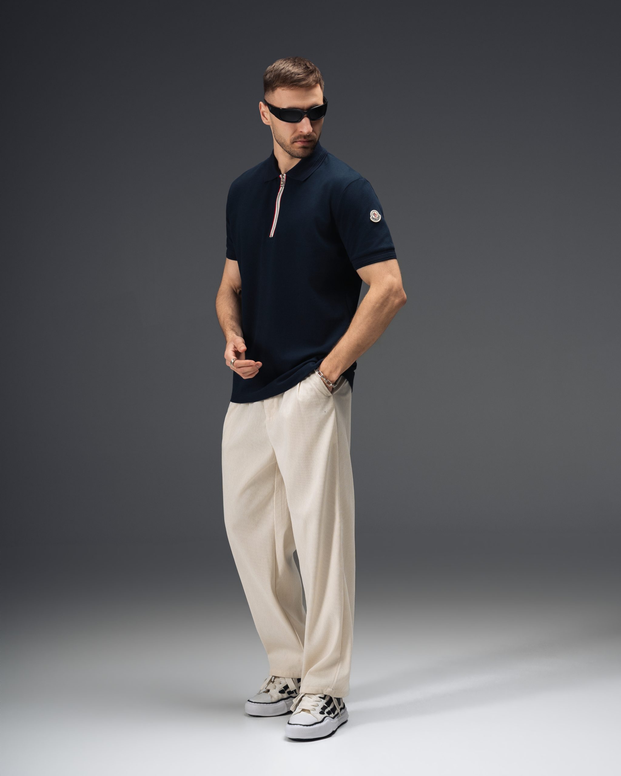 Moncler Royal Navy Zip Polo