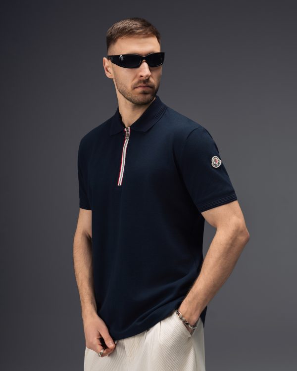 Moncler Royal Navy Zip Polo