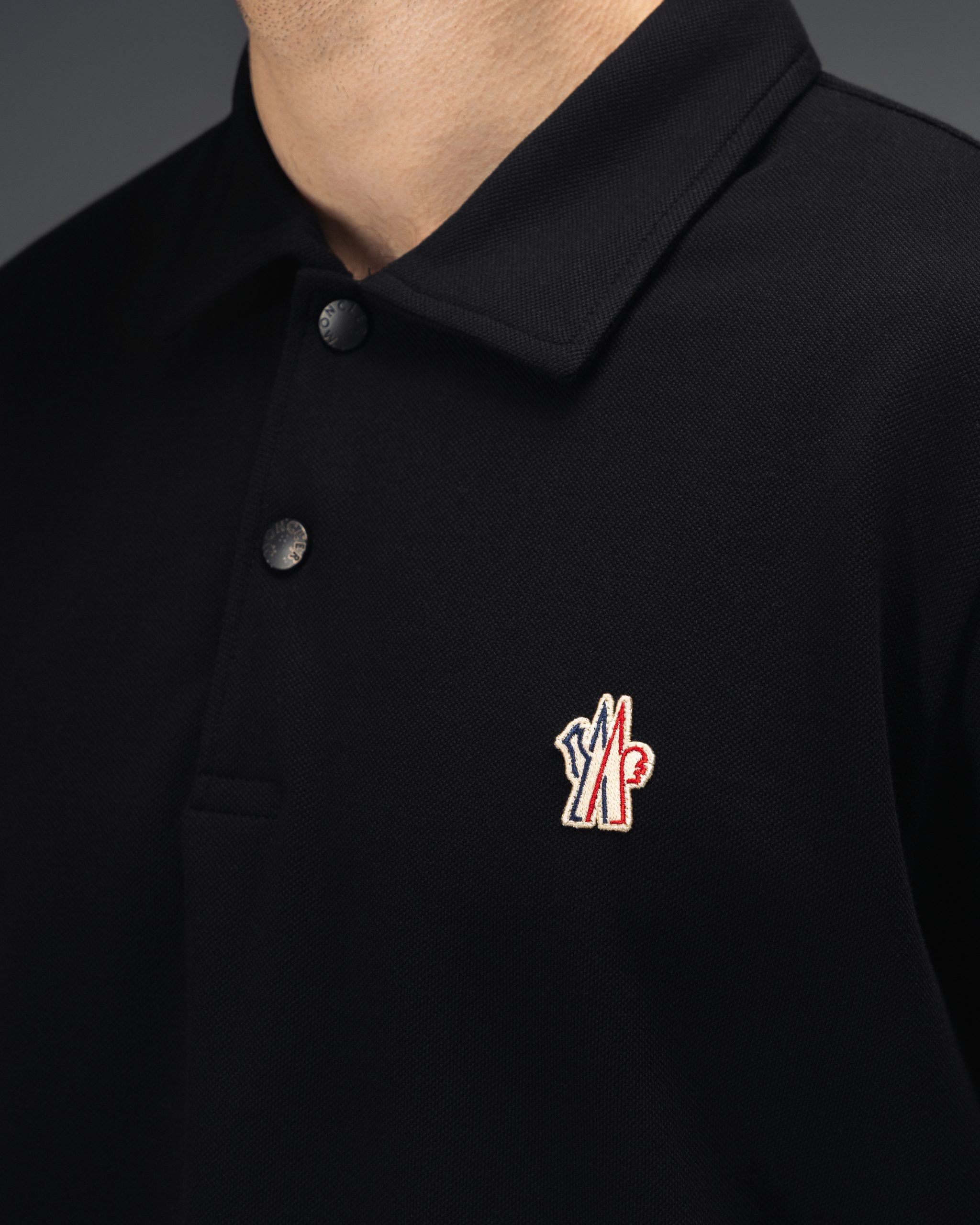 Moncler Grenoble Noir Piqué Polo