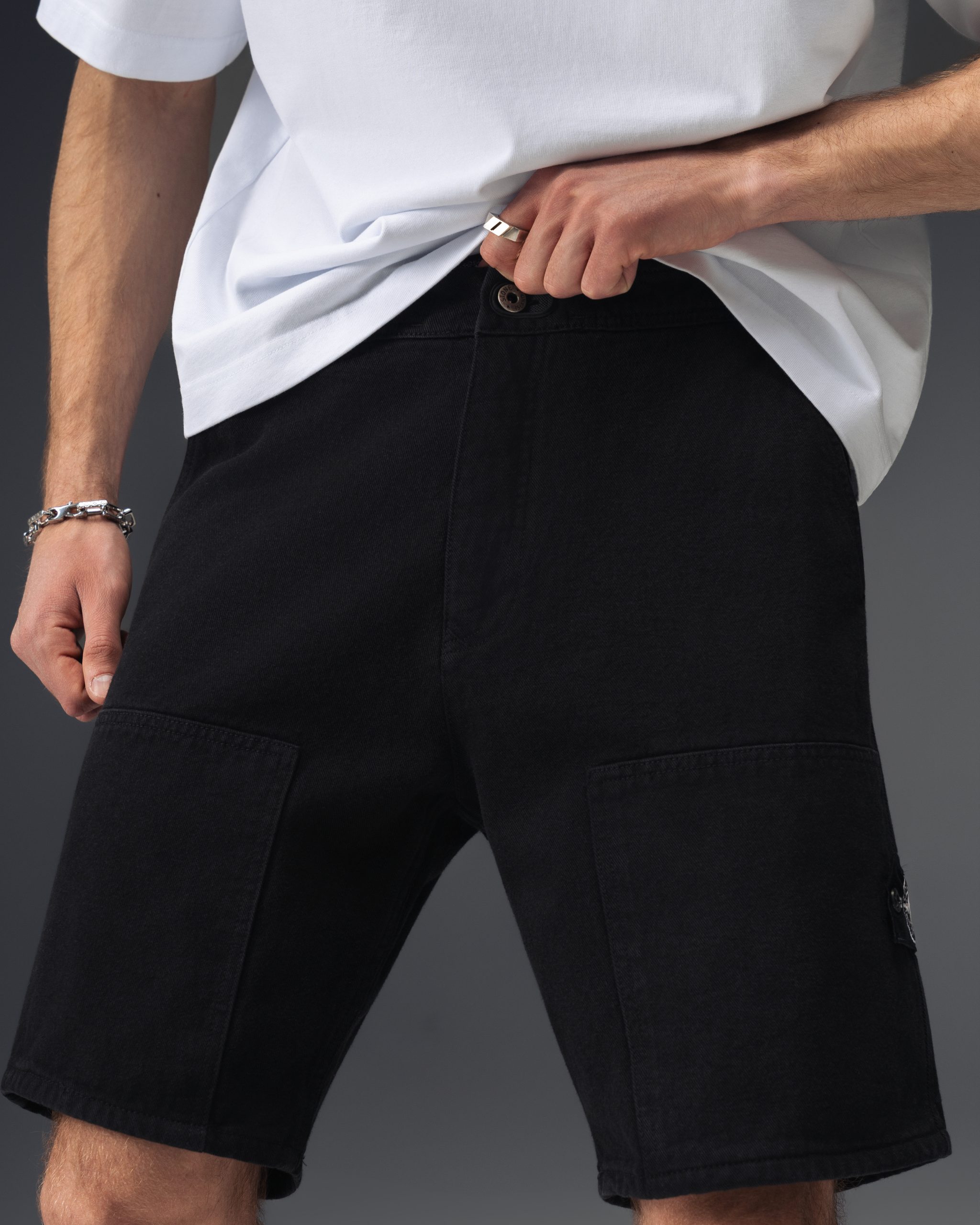 Stone Island Shadow Compass Denim Shorts