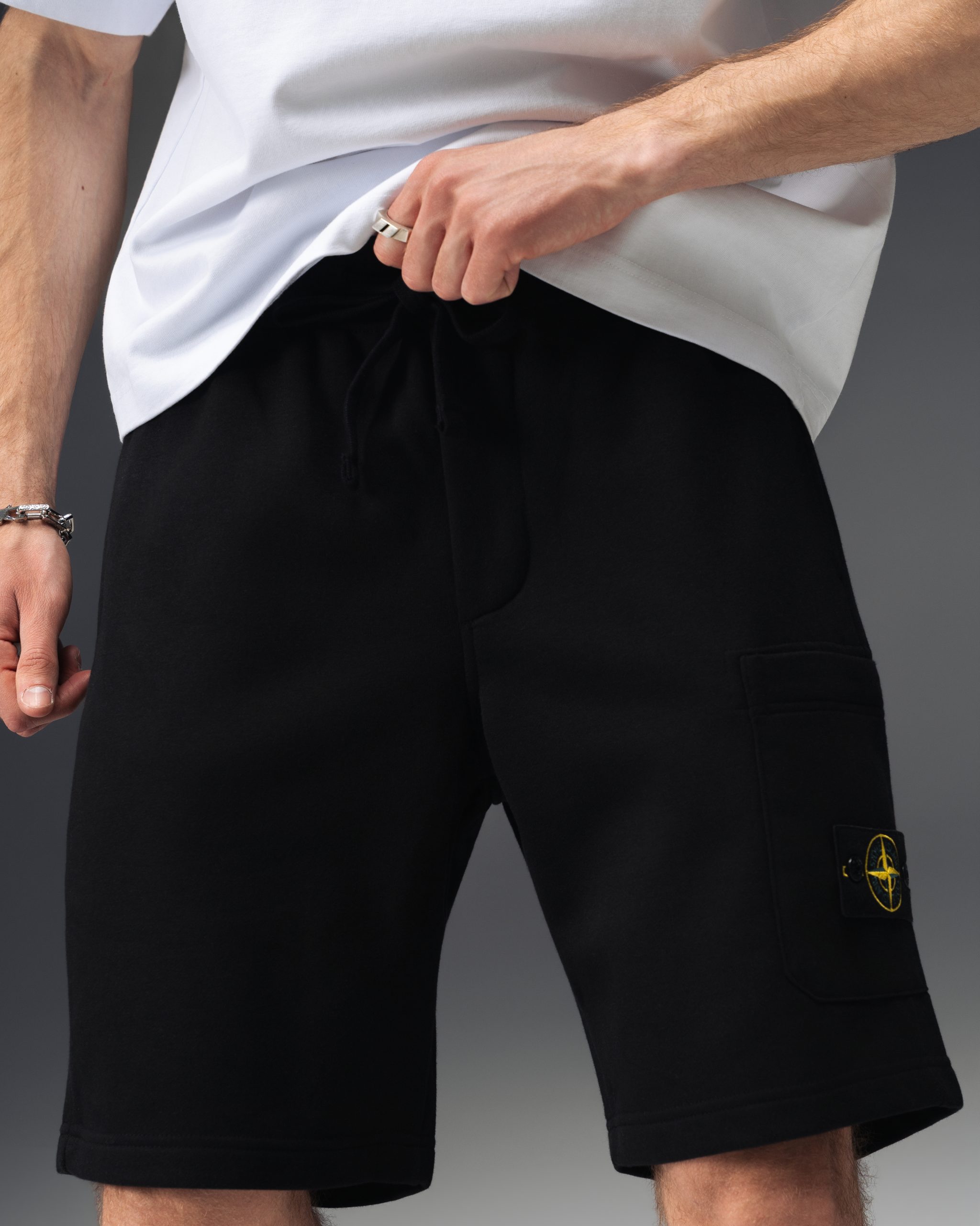 Stone Island Compass Badge Cotton Shorts