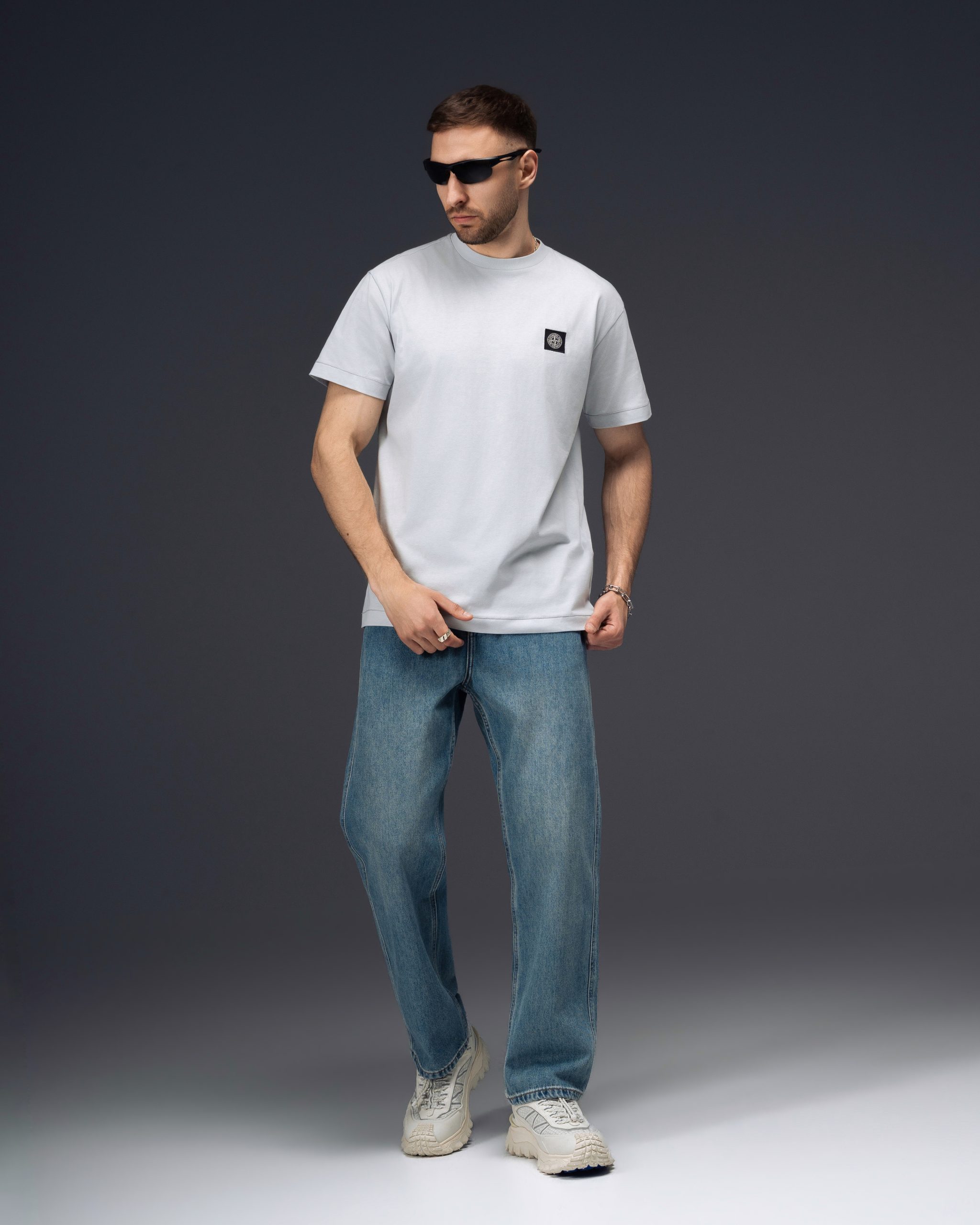 Stone Island Ice Grey Compass Patch T-Shirt