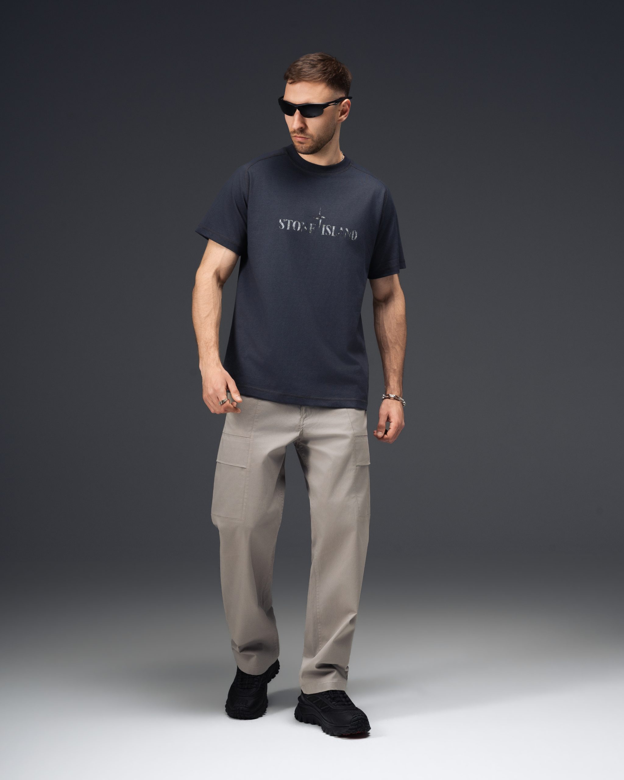 Stone Island Washed Logo Grey T-Shirt