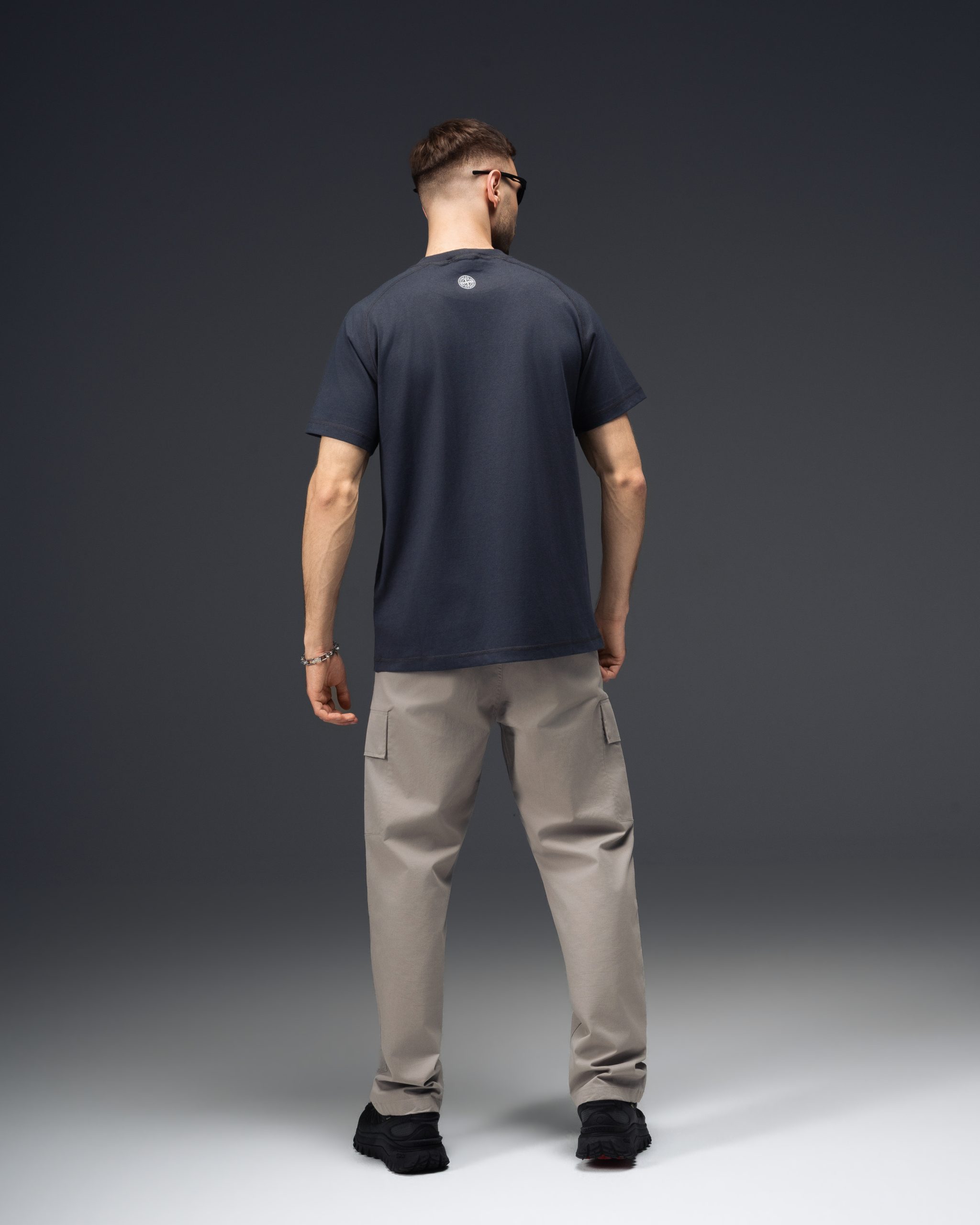 Stone Island Washed Logo Grey T-Shirt