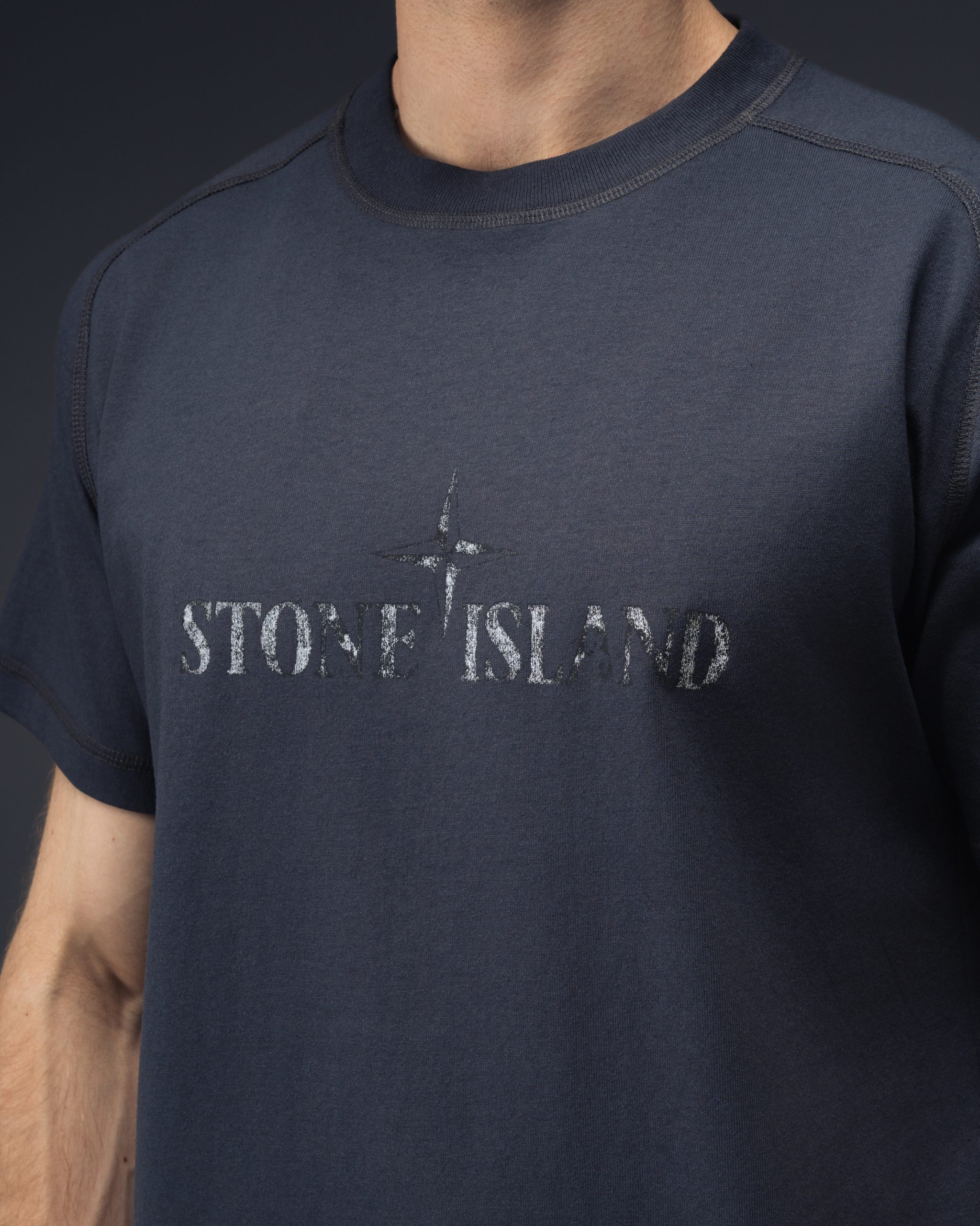 Stone Island Washed Logo Grey T-Shirt