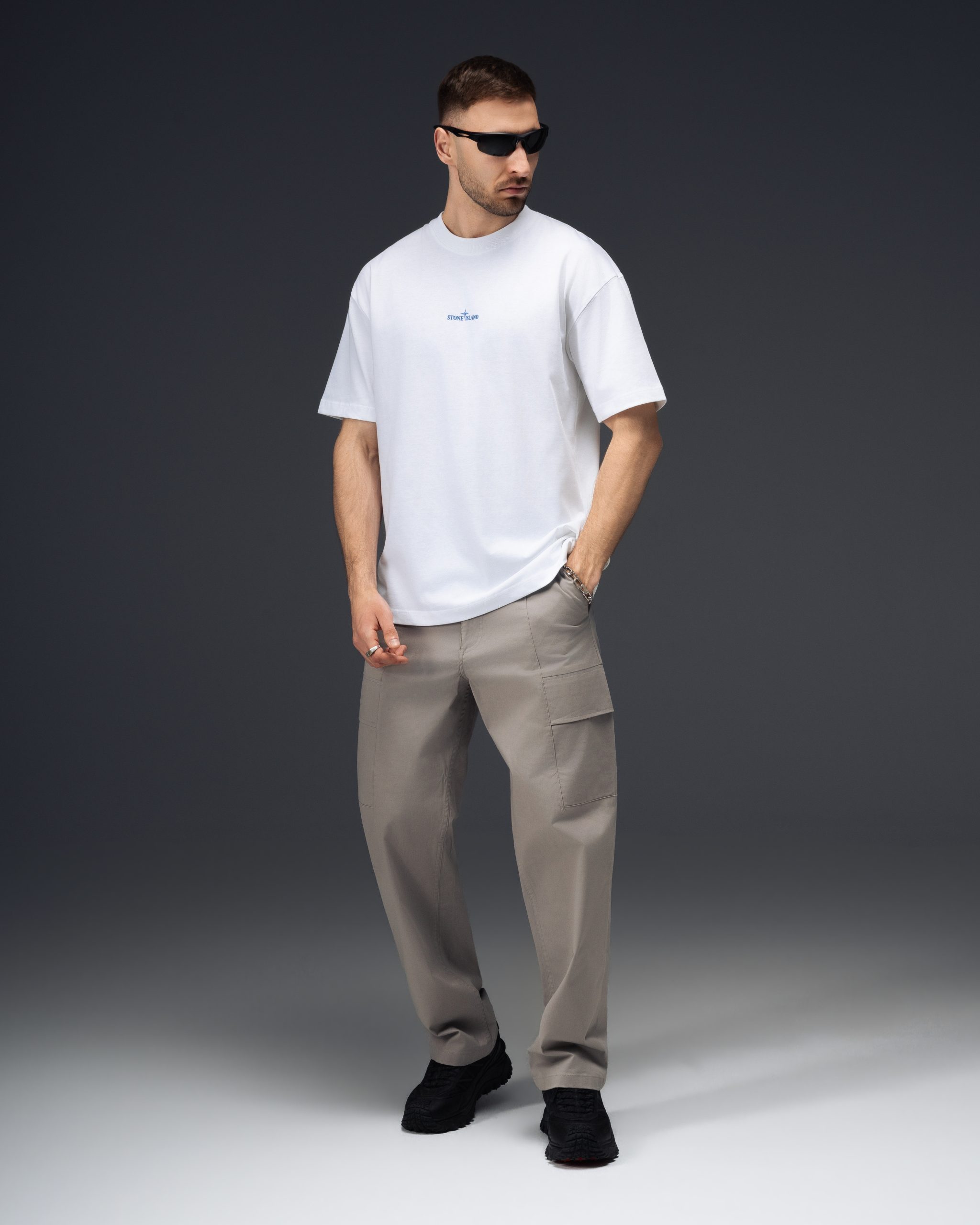 Stone Island Distressed Compass White T-Shirt