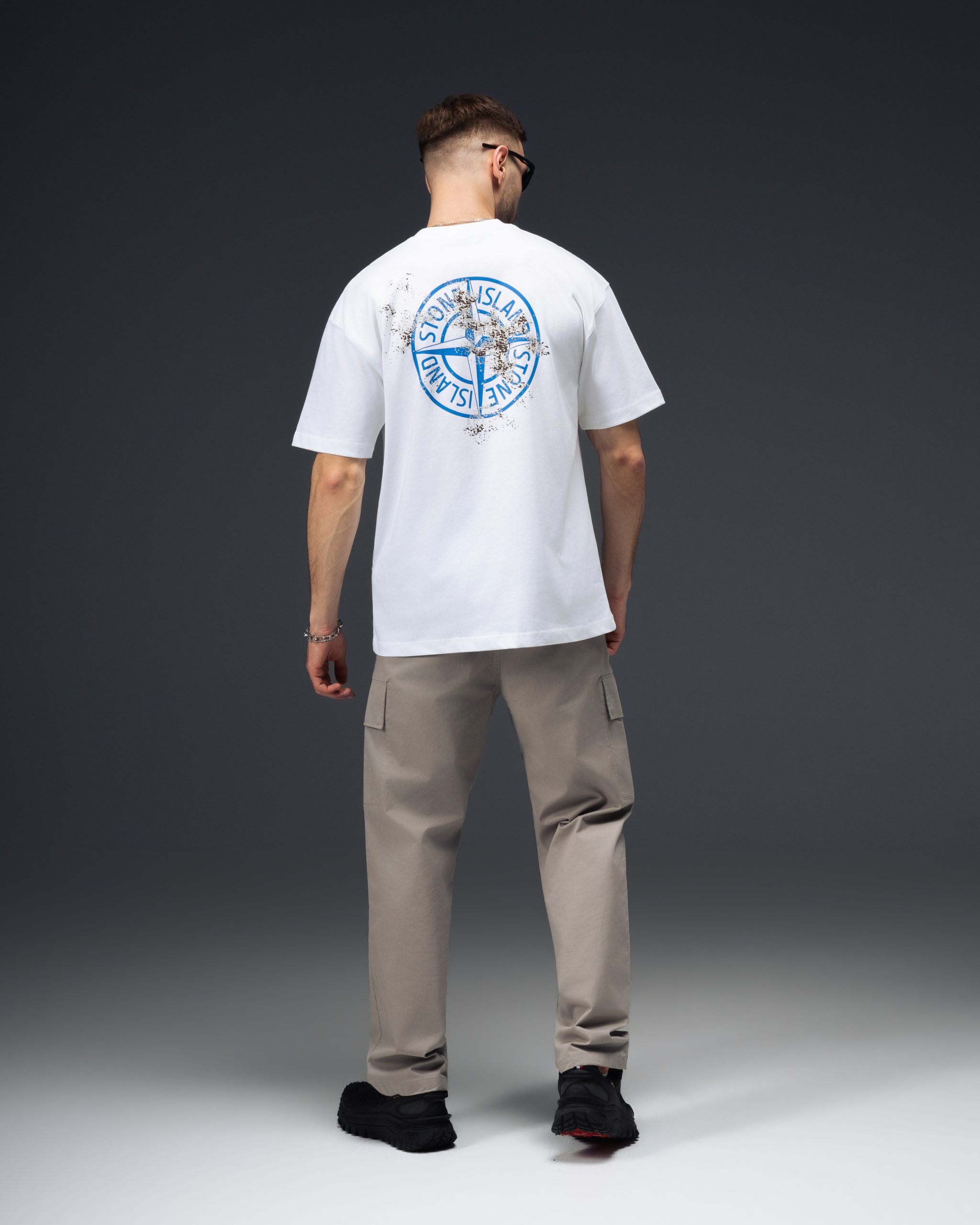 Stone Island Distressed Compass White T-Shirt