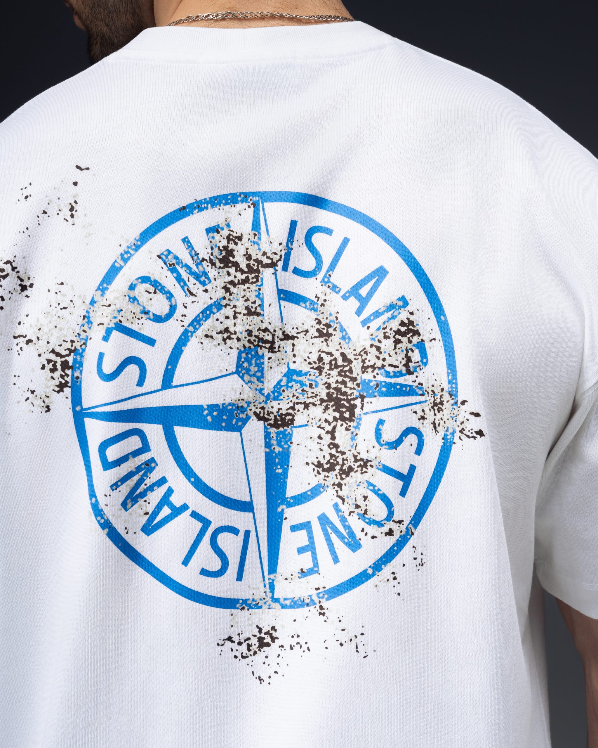 Stone Island Distressed Compass White T-Shirt
