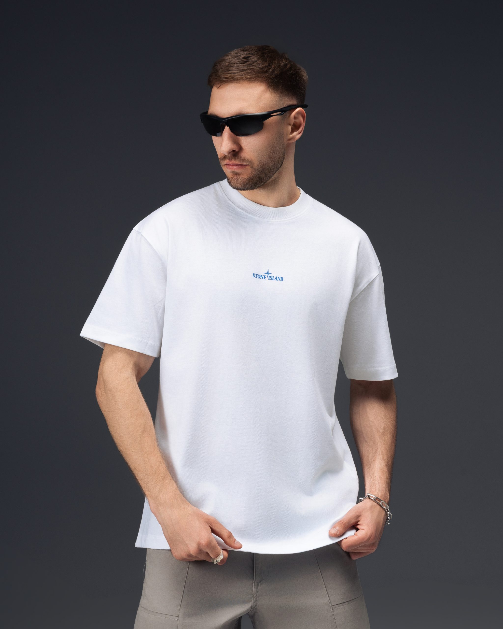 Stone Island Distressed Compass White T-Shirt
