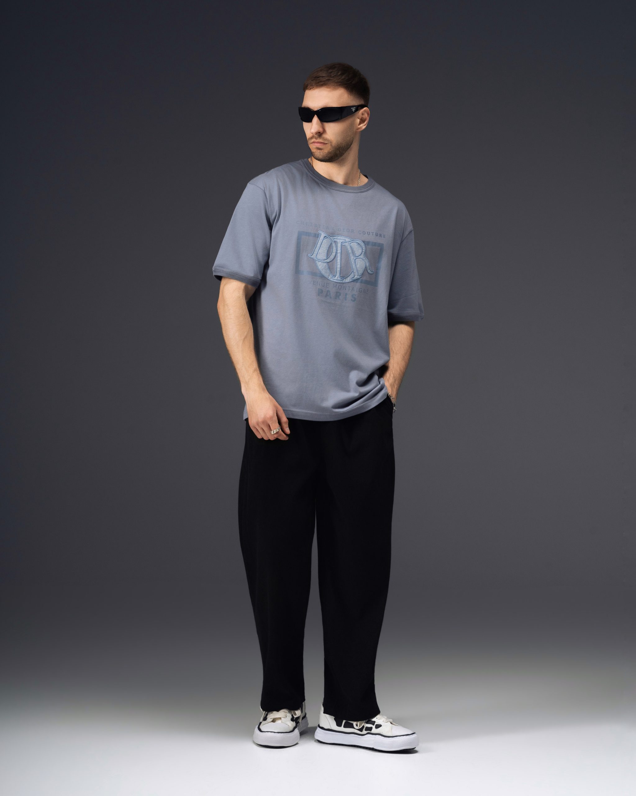 Dior Embroidered Monogram Blue T-Shirt