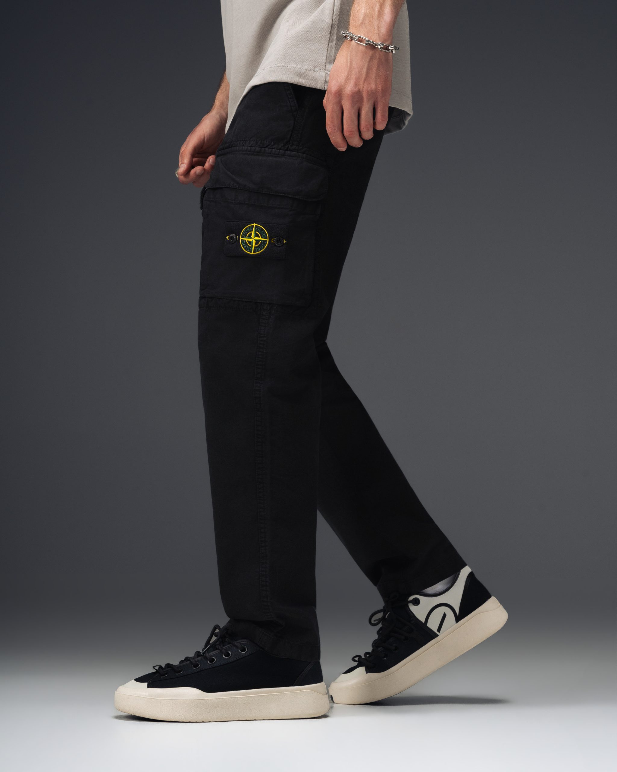 Stone Island Compass Cargo Black Pants