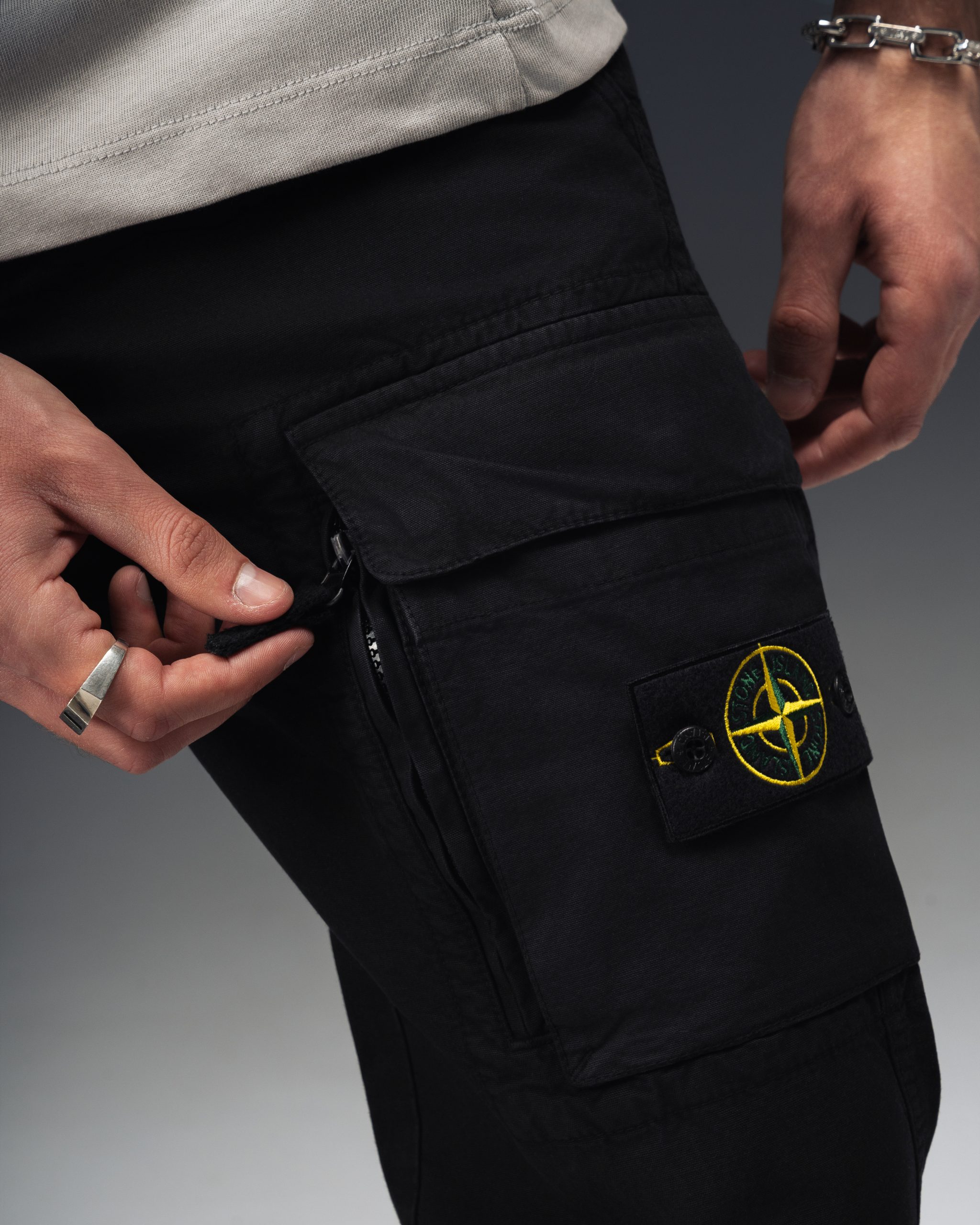 Stone Island Compass Cargo Black Pants