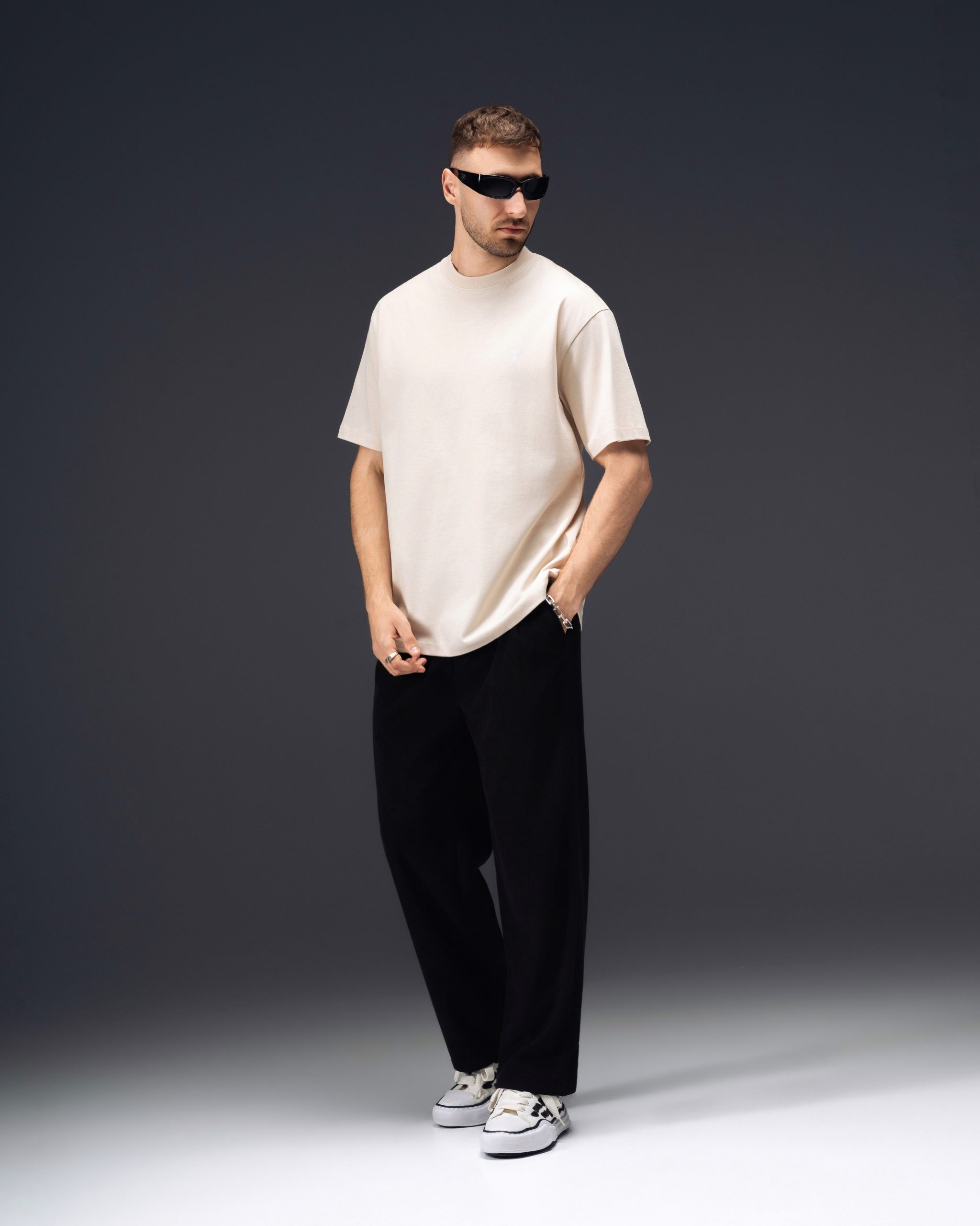 Ami Paris Heart Logo Milk T-Shirt