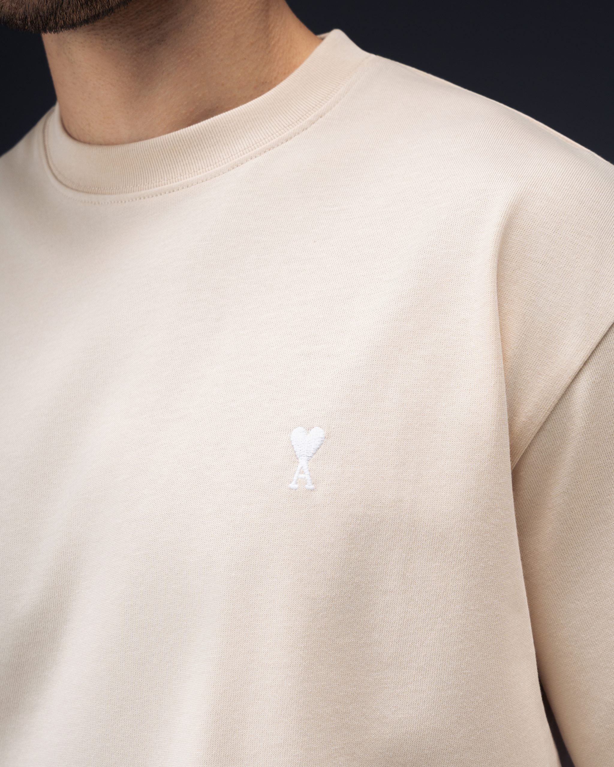 Ami Paris Heart Logo Milk T-Shirt