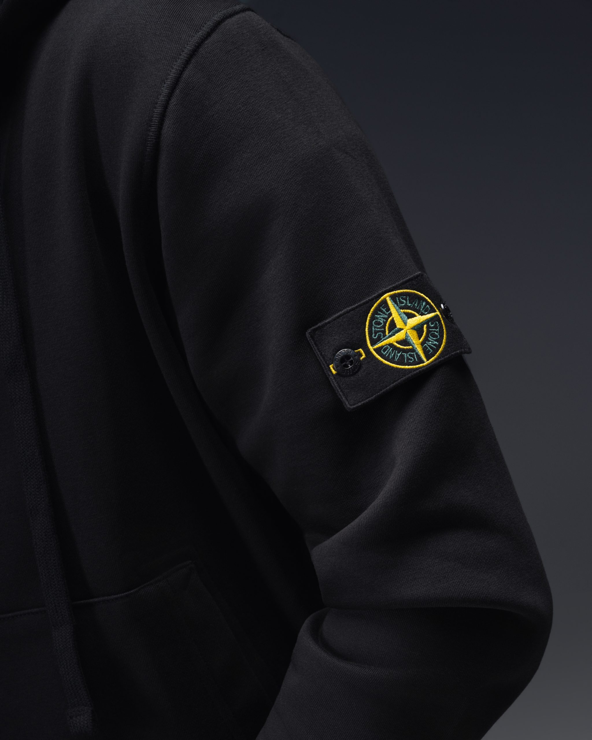 Stone Island Compass Patch Black Zip Hoodie