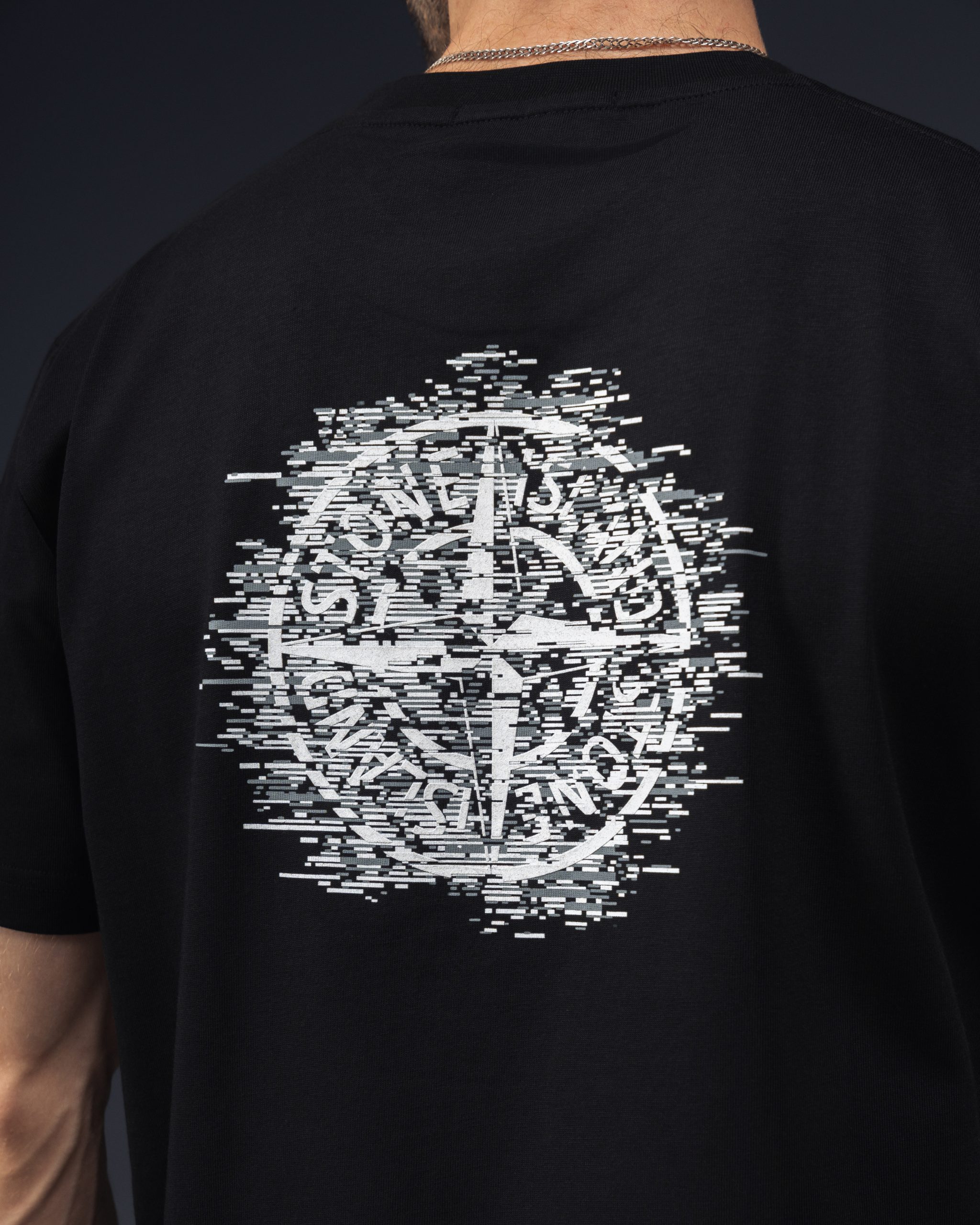 Stone Island Glitch Compass Black T-Shirt