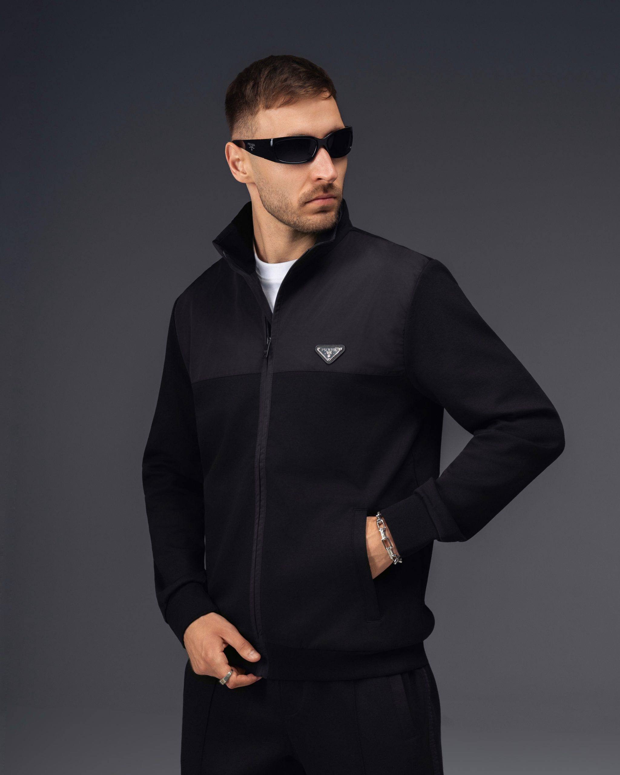 Prada Triangle Logo Black Tracksuit