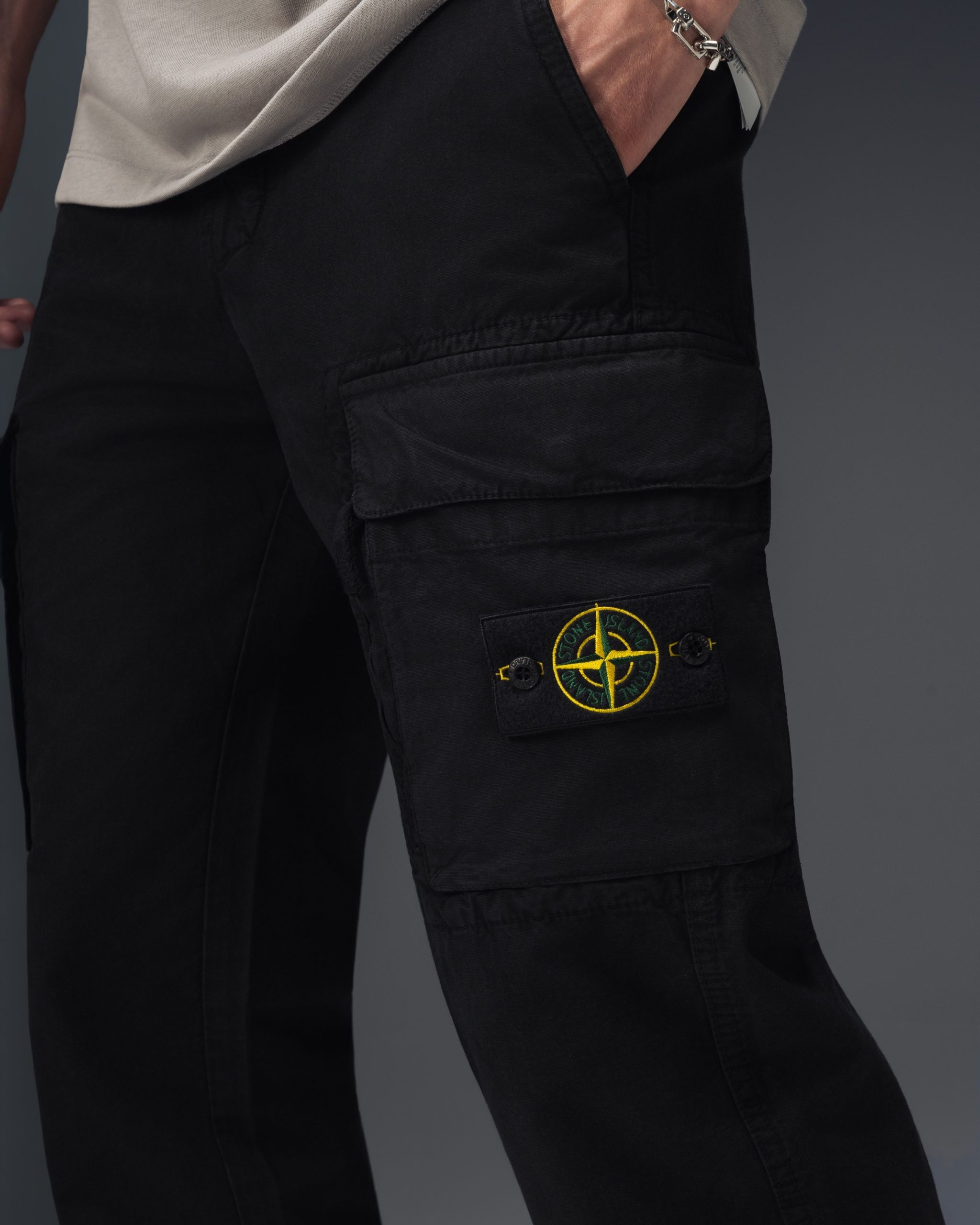 Stone Island Compass Cargo Black Pants