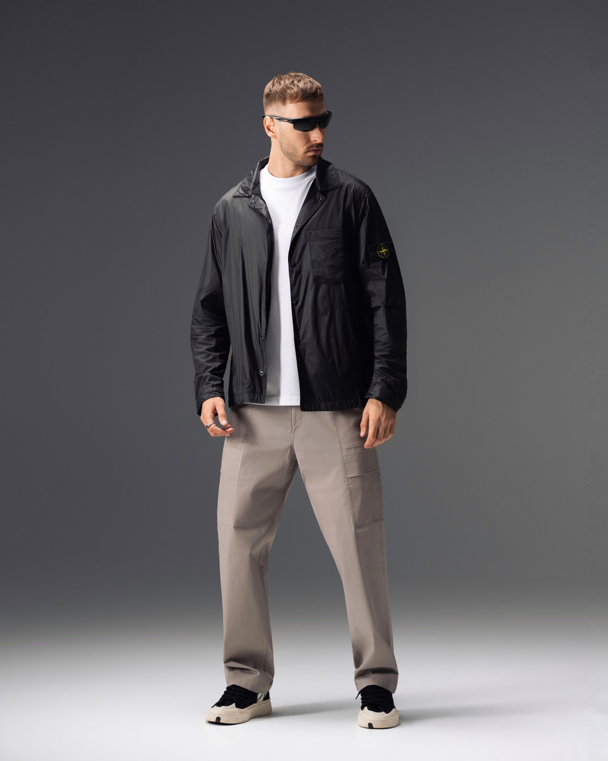 Stone Island Compass Patch Black Overshirt