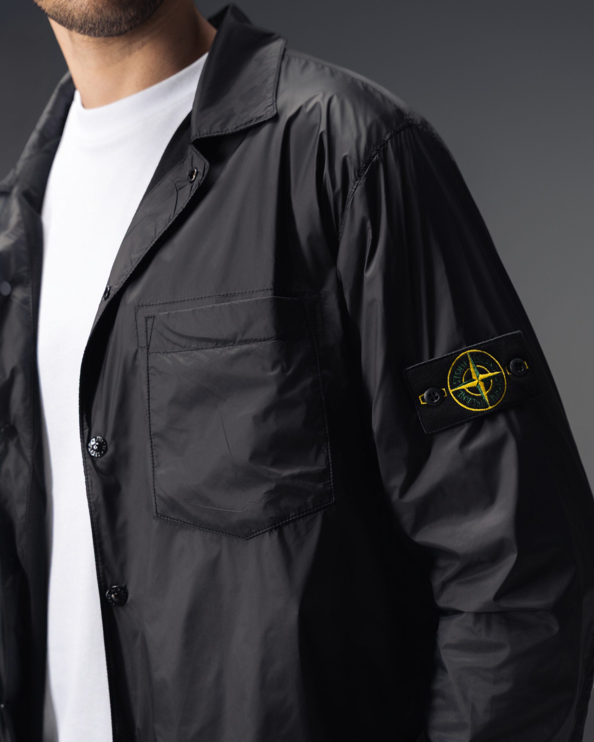Stone Island Compass Patch Black Overshirt