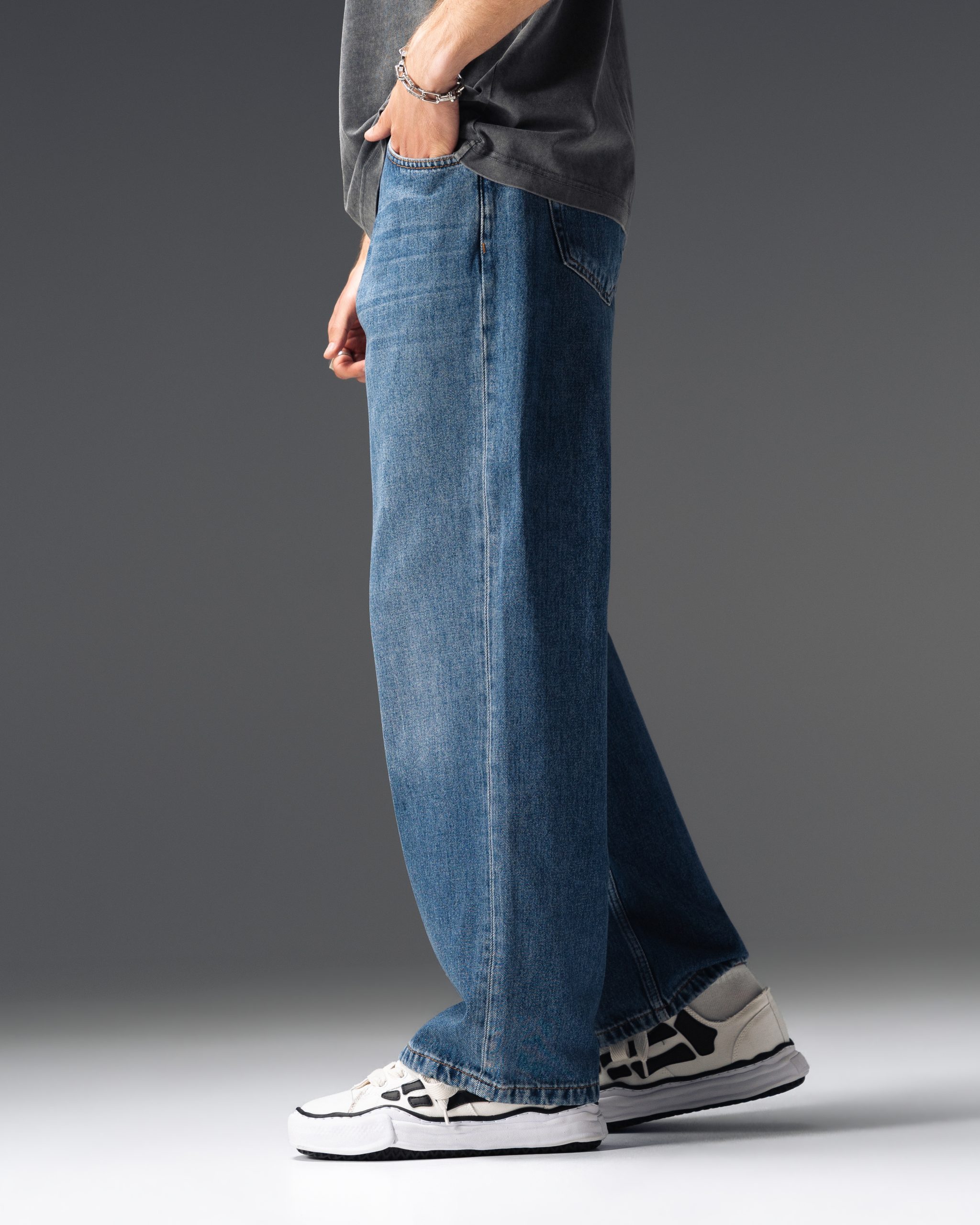 Prada Triangle Logo Blue Baggy Jeans