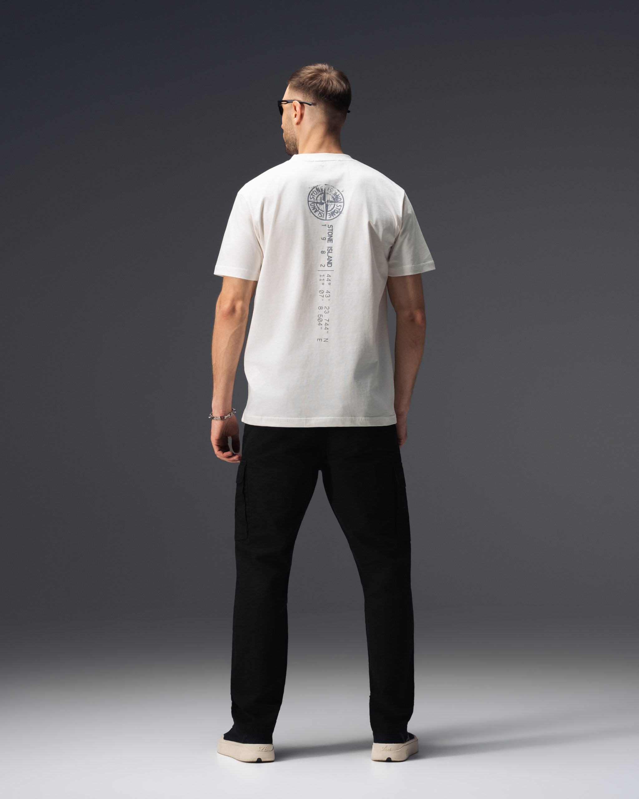 Stone Island Compass Coordinates White T-Shirt