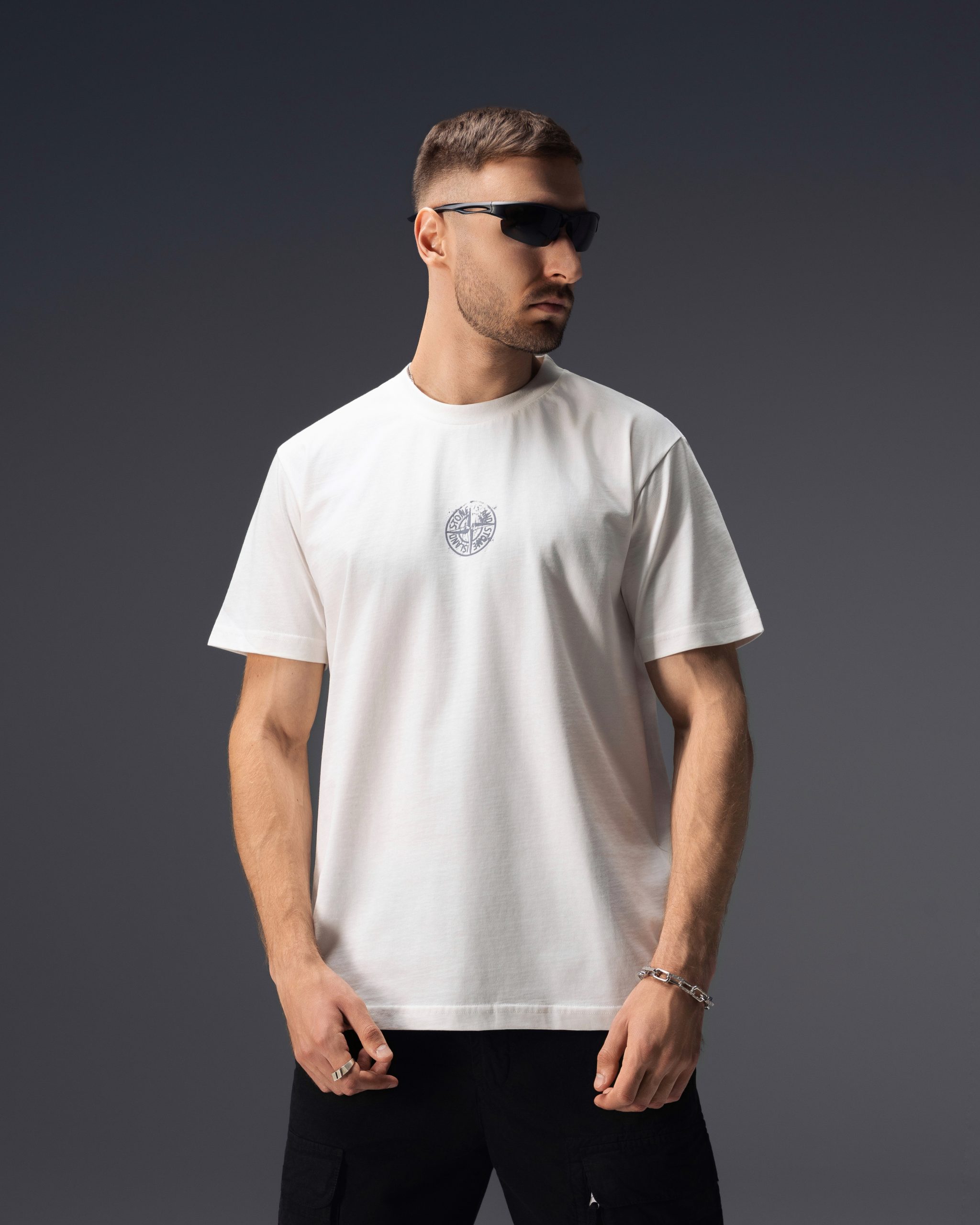 Stone Island Compass Coordinates White T-Shirt