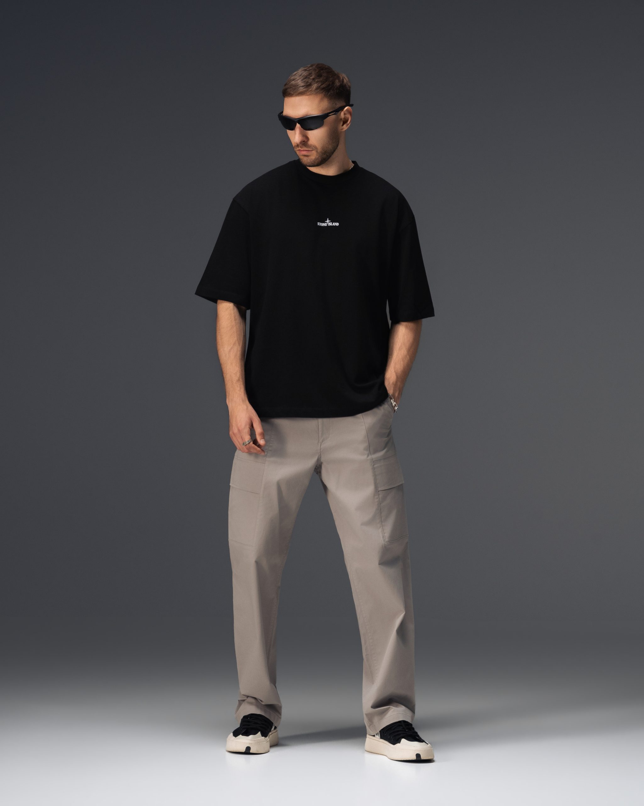 Stone Island Distressed Compass Black T-Shirt
