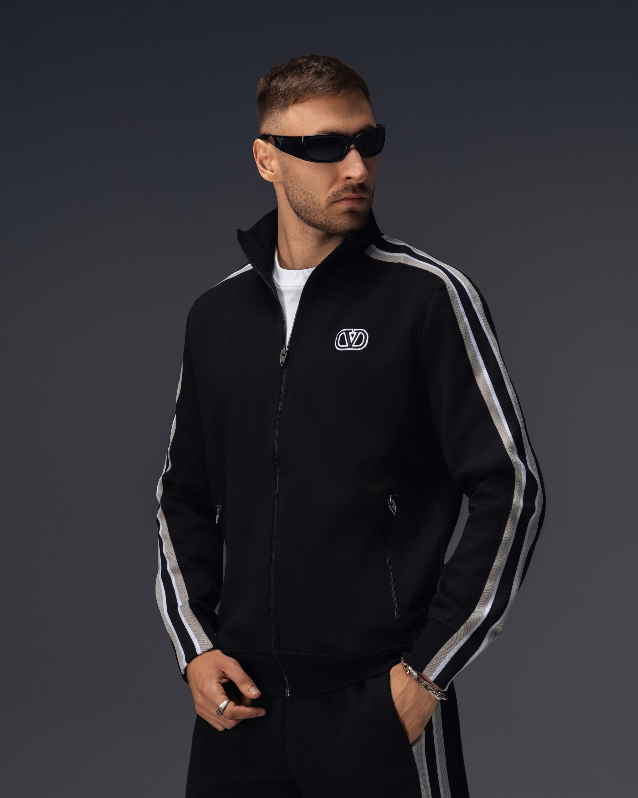 Valentino Logo Stripe Black Tracksuit