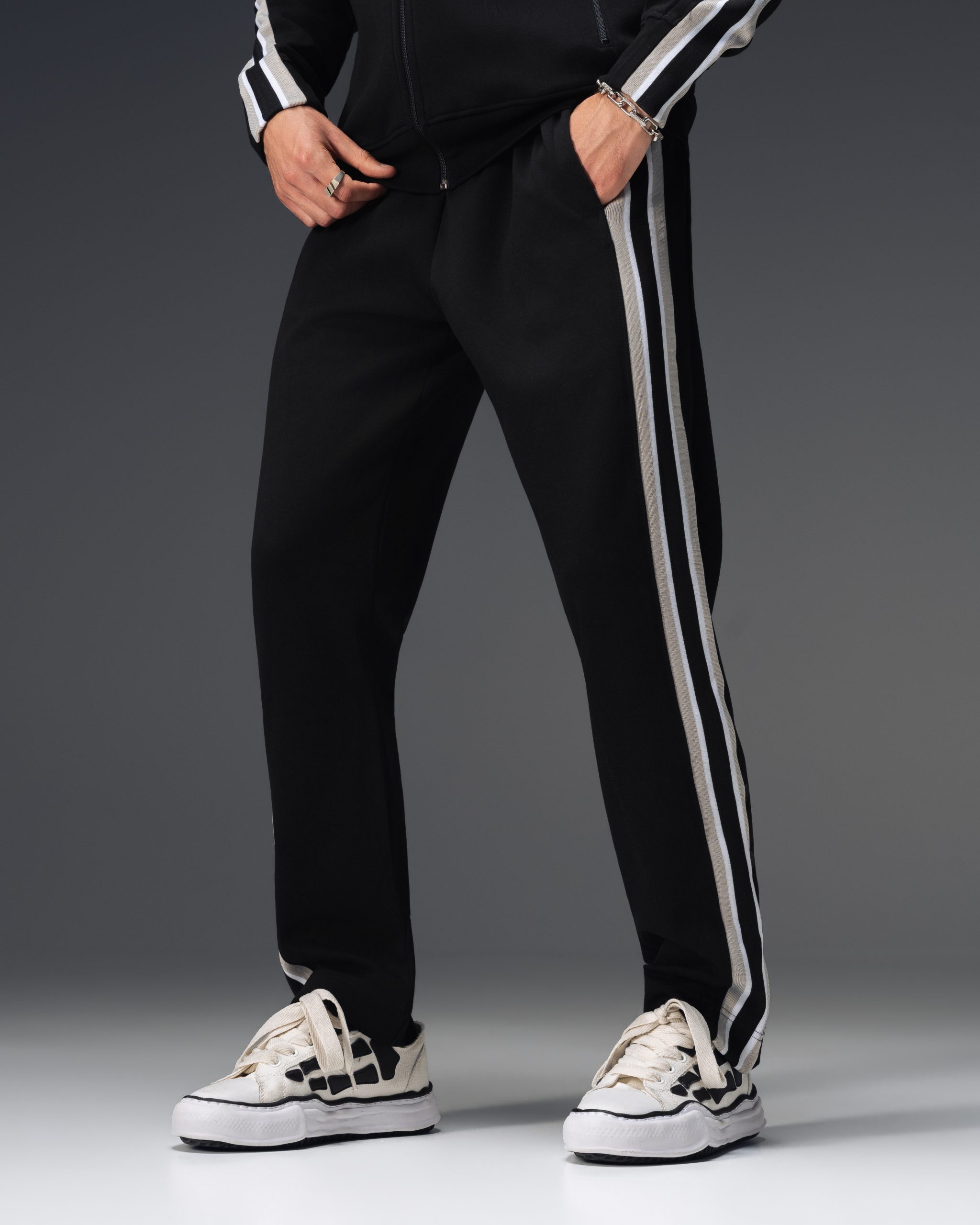 Valentino Logo Stripe Black Tracksuit