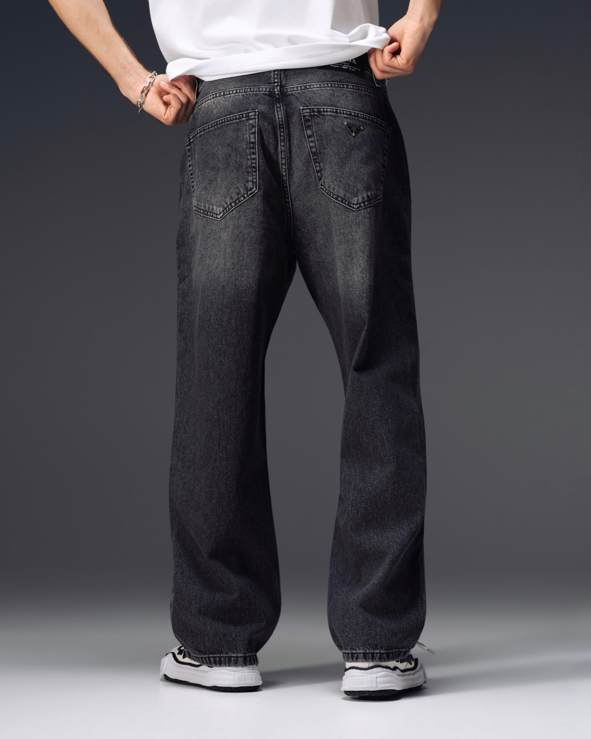 Prada Washed Black Baggy Jeans