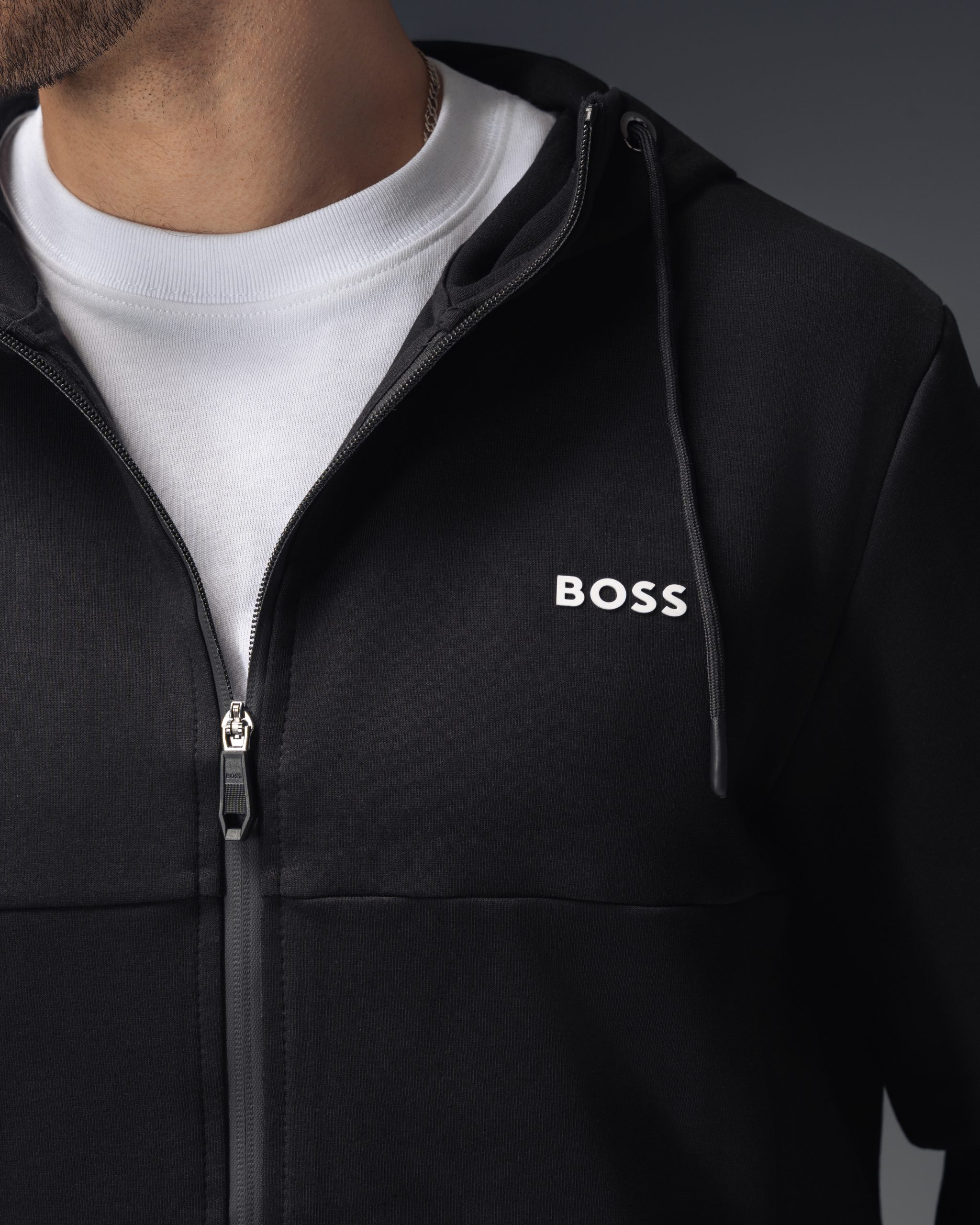 Boss Logo Hooded Black Tracksuit
