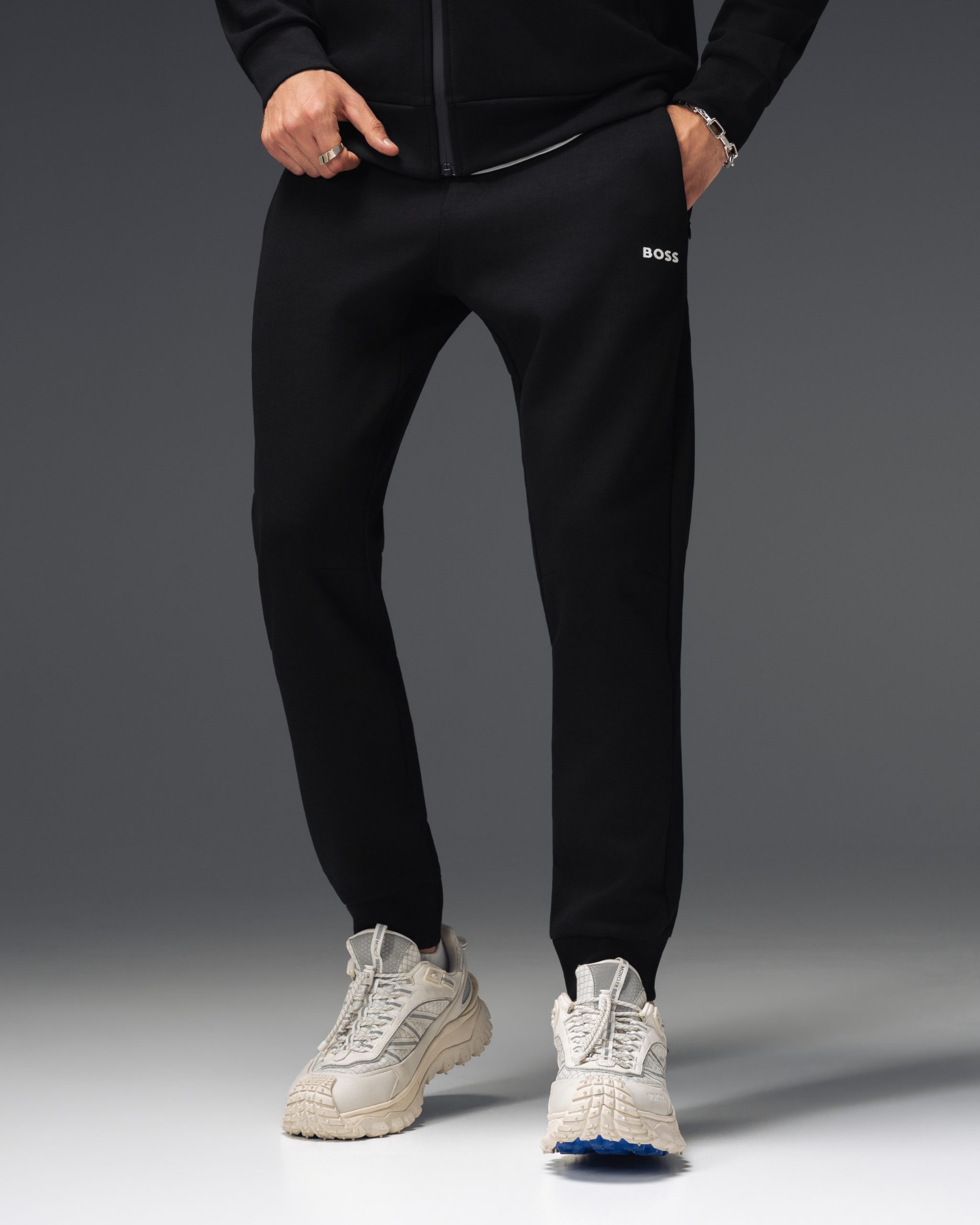 Boss Logo Hooded Black Tracksuit
