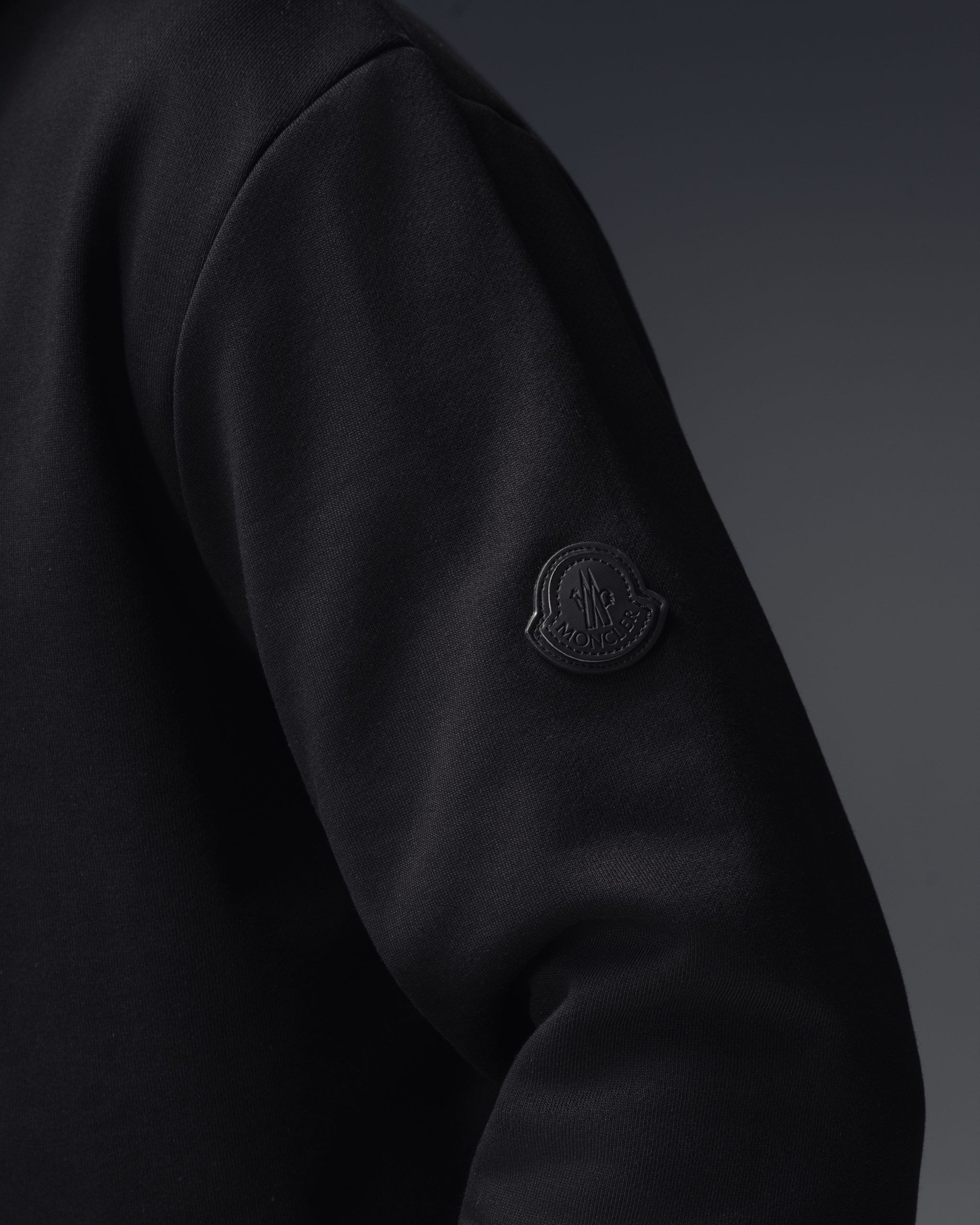 Moncler Logo Patch Black Half-Zip Sweatshirt