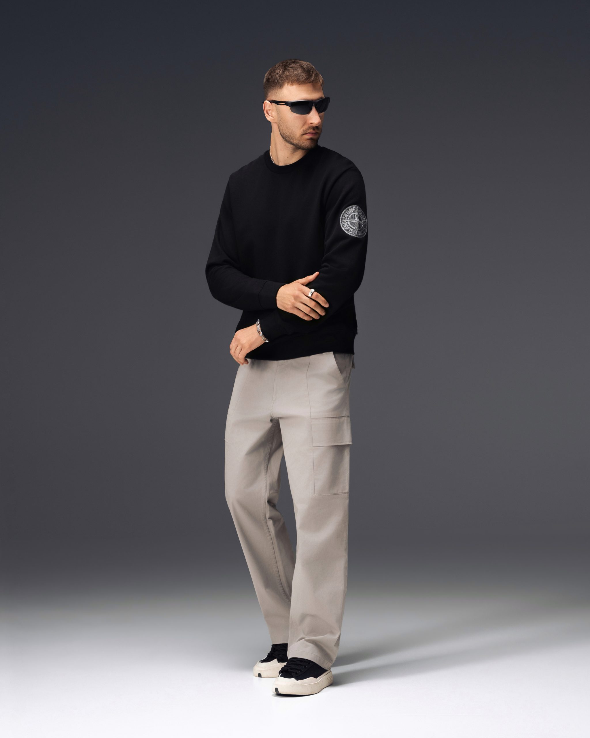 Stone Island Compass Logo Black Sweatshirt