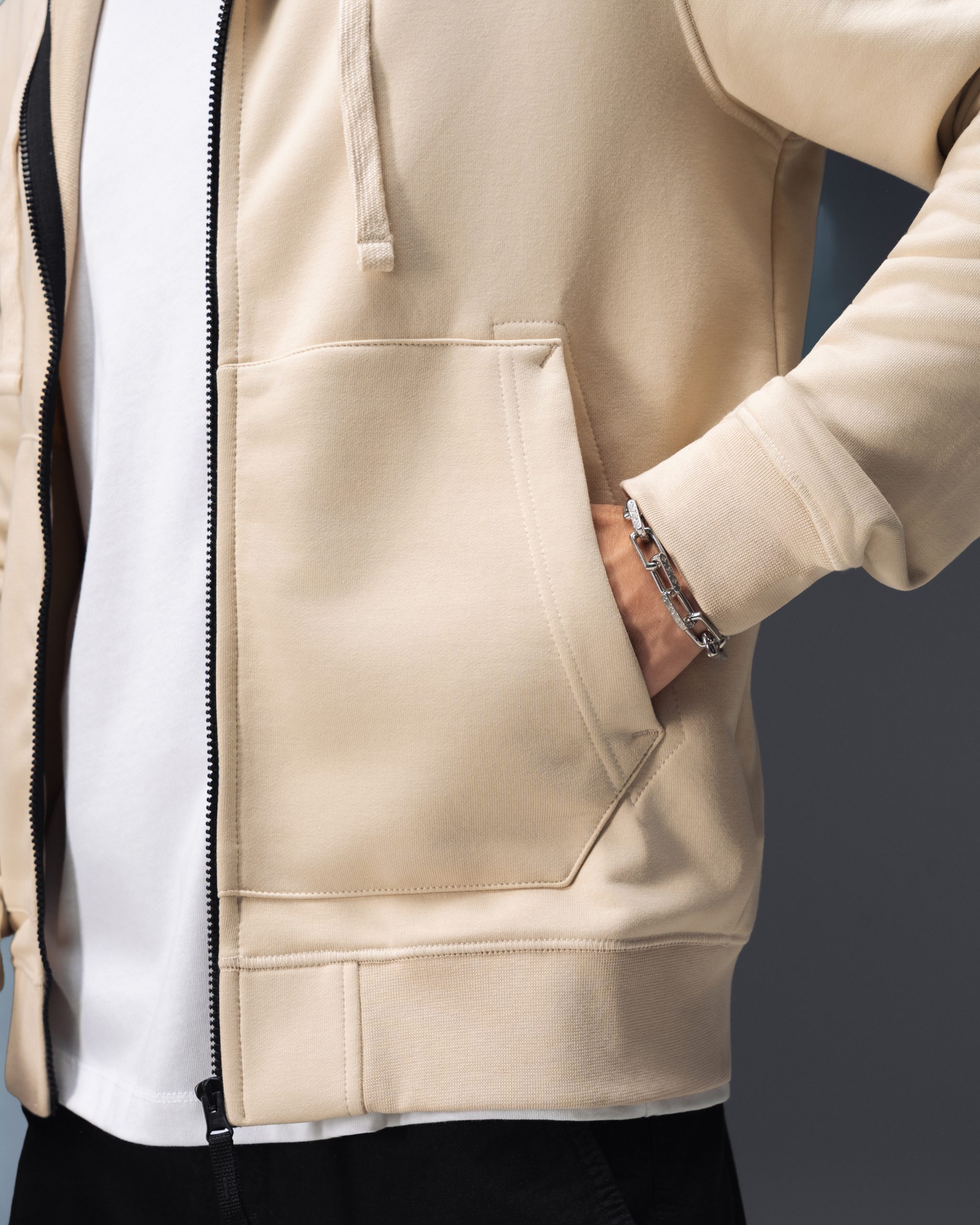 Stone Island Beige Zip Hoodie