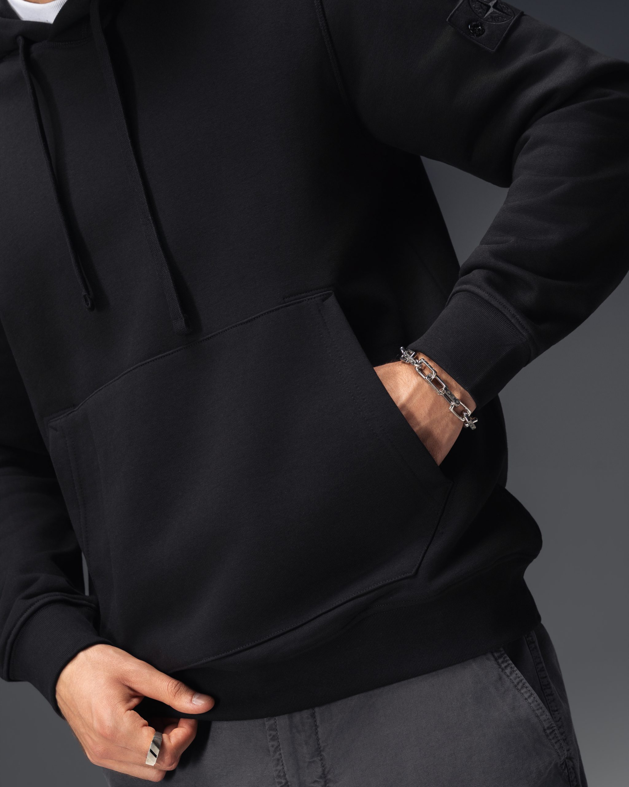 Stone Island Monochrome Black Hoodie