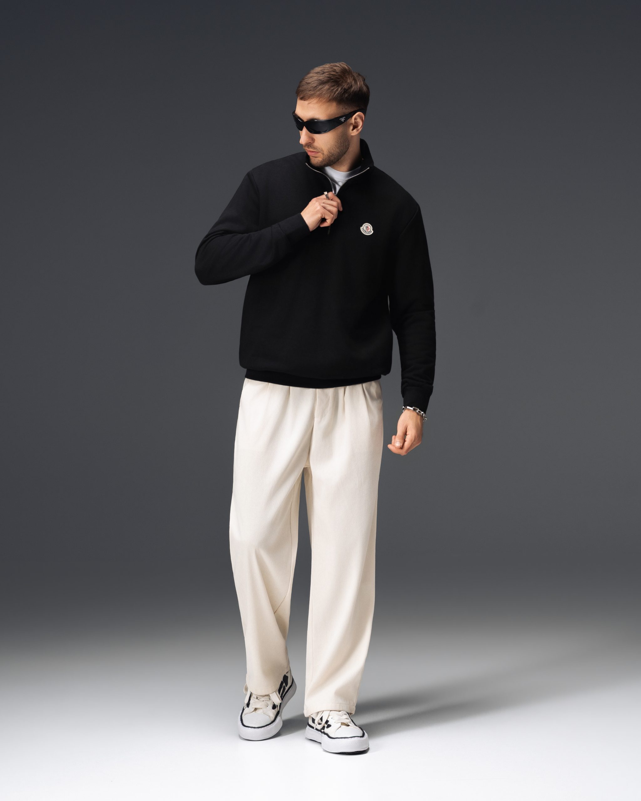 Moncler Black Half-Zip Sweatshirt